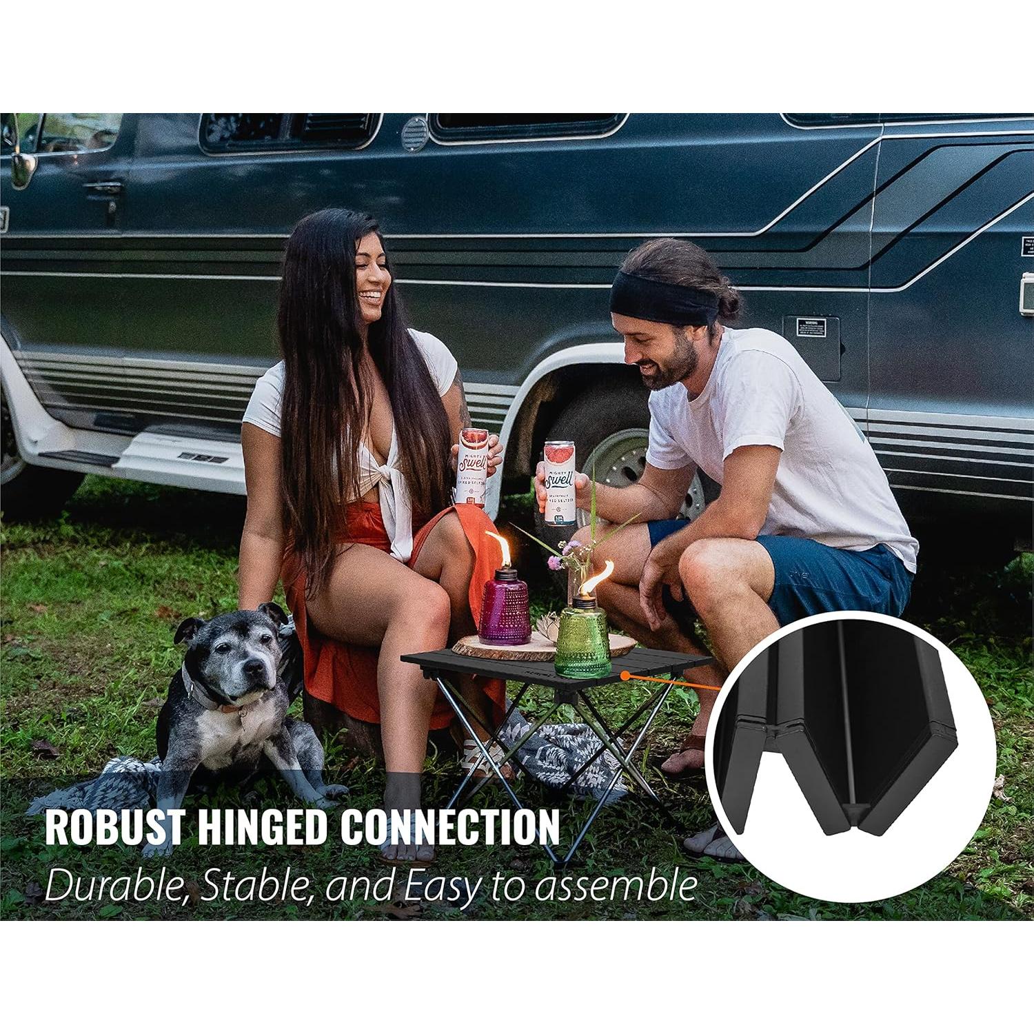 Small Camping Table - Beach Table That Fold Up - Lightweight, Foldable, Potable Folding Small Outdoor Table - for Camp, Hiking, Campers & Summer Outing Trip