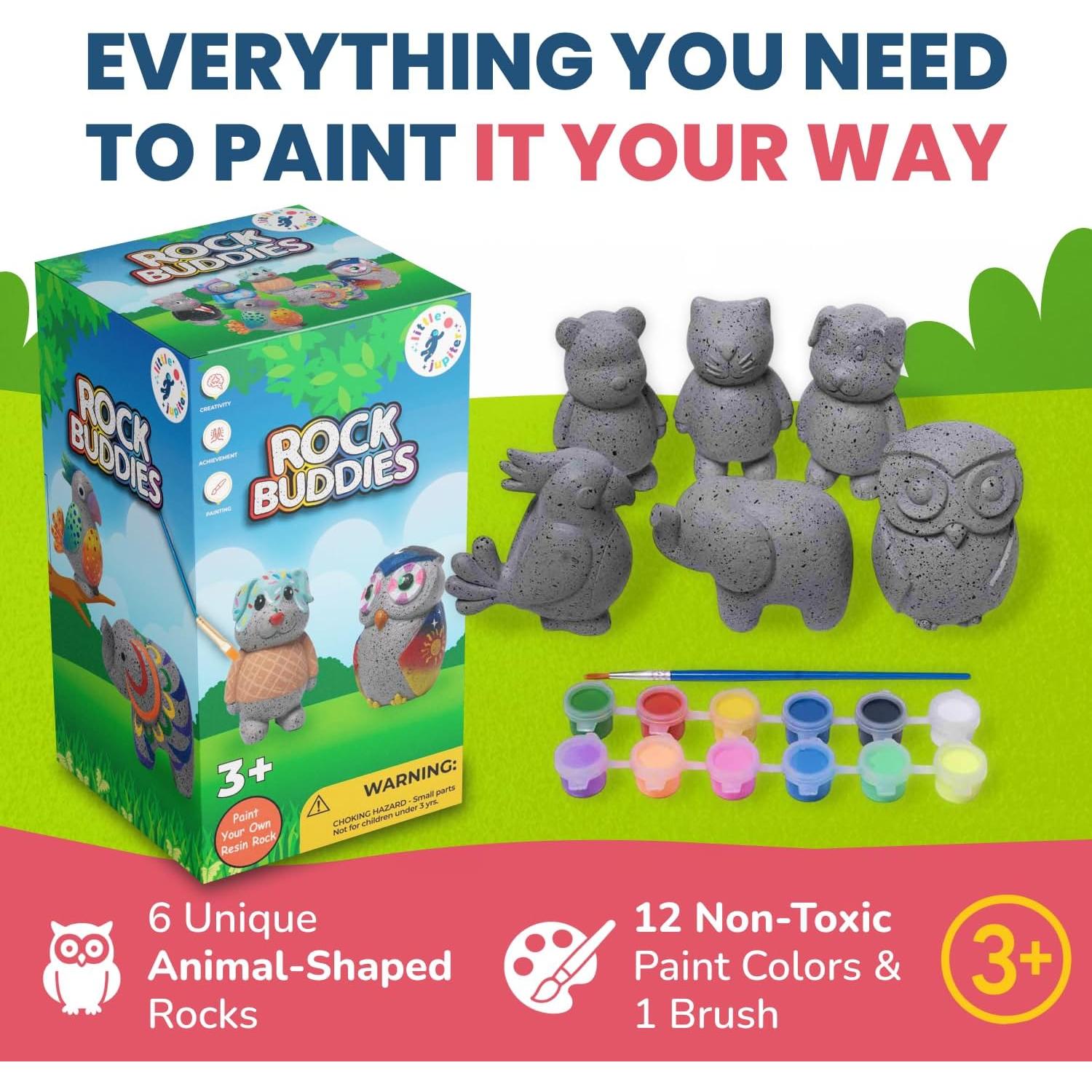 Kit de Pintura de Rocas en Forma de Animales Little Jupiter - 6 Piezas