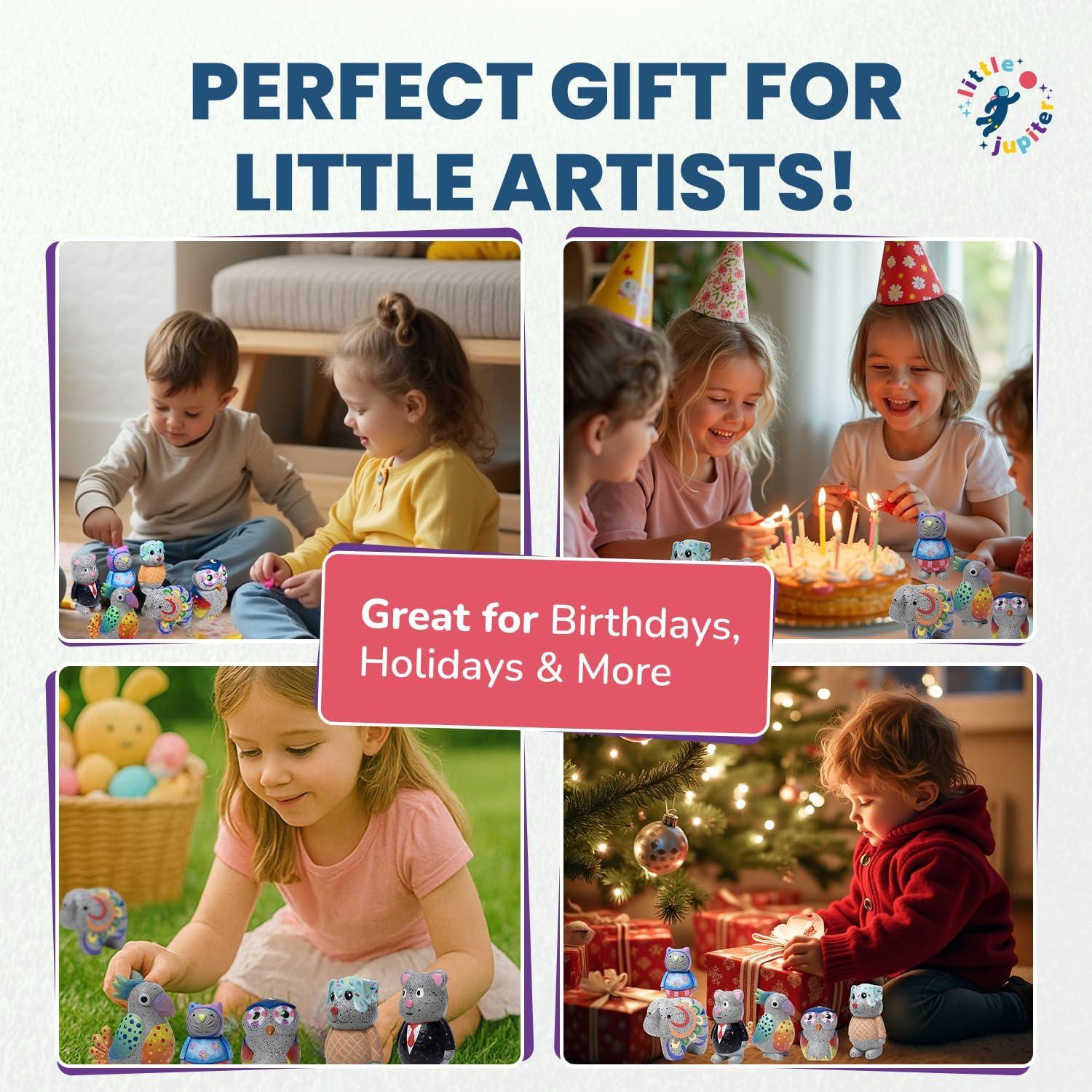 Kit de Pintura de Rocas en Forma de Animales Little Jupiter - 6 Piezas