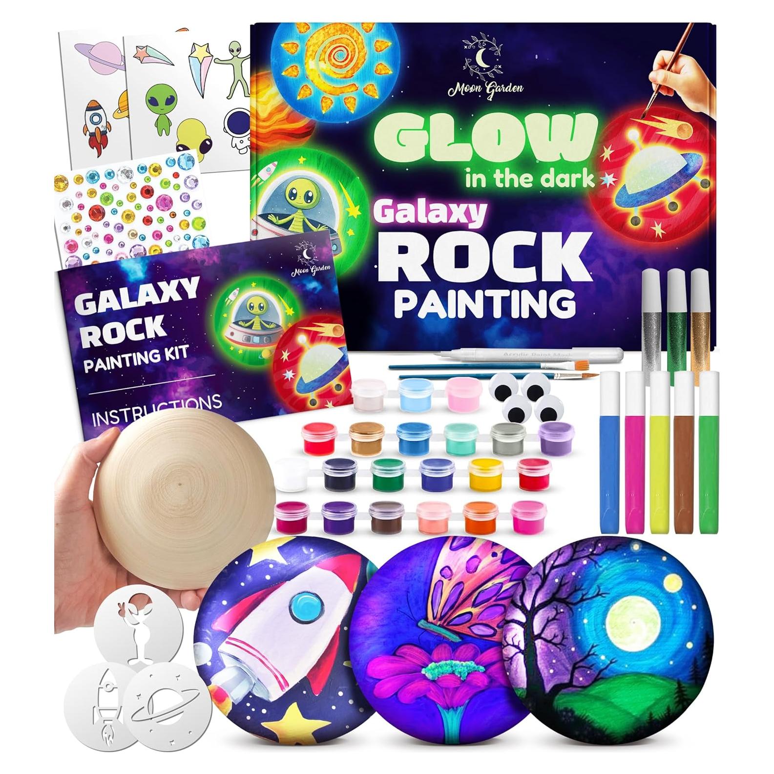 Kit de Pintura de Rocas Galácticas Jardín Lunar - 30 Piezas