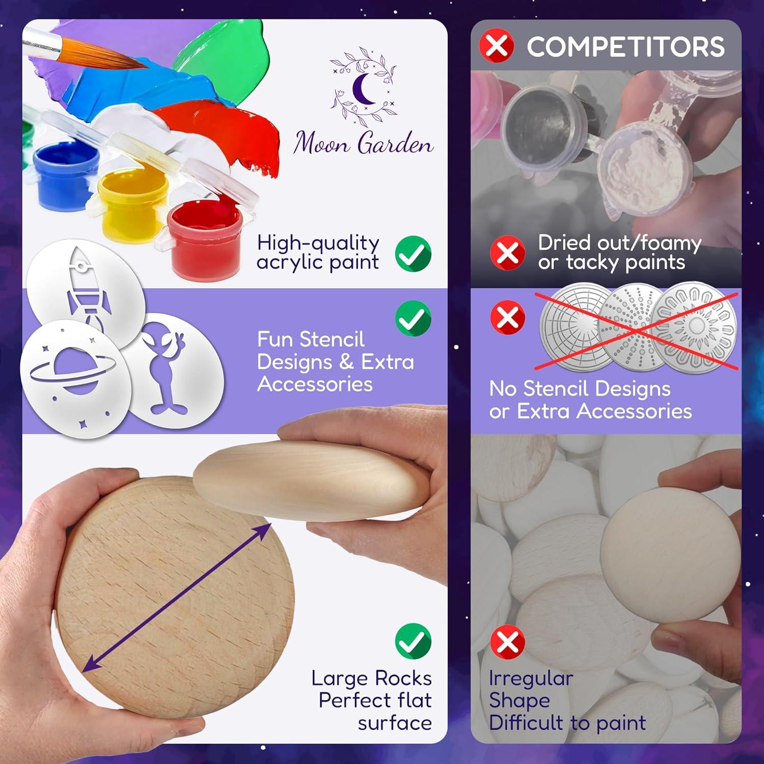 Kit de Pintura de Rocas Galácticas Jardín Lunar - 30 Piezas