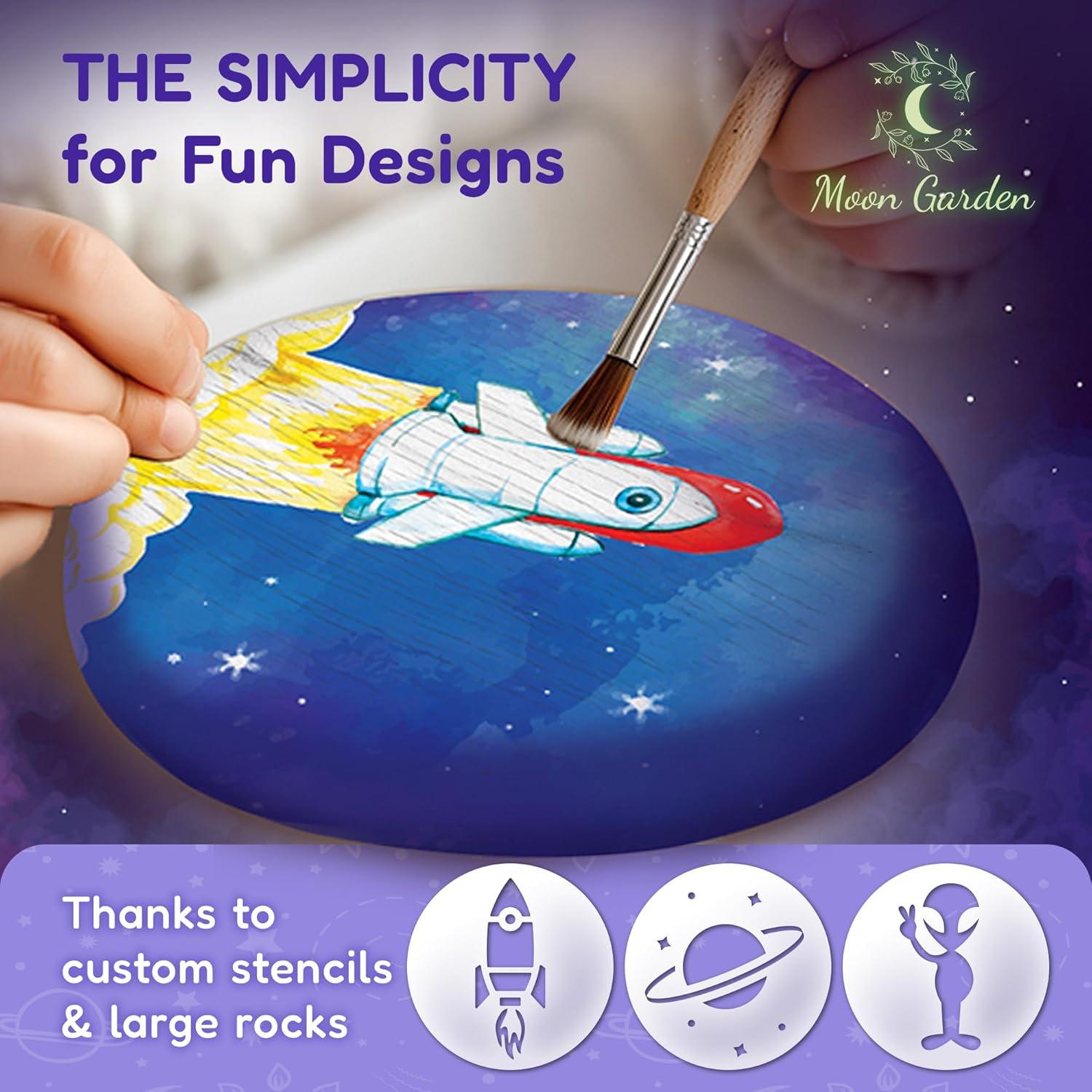 Kit de Pintura de Rocas Galácticas Jardín Lunar - 30 Piezas