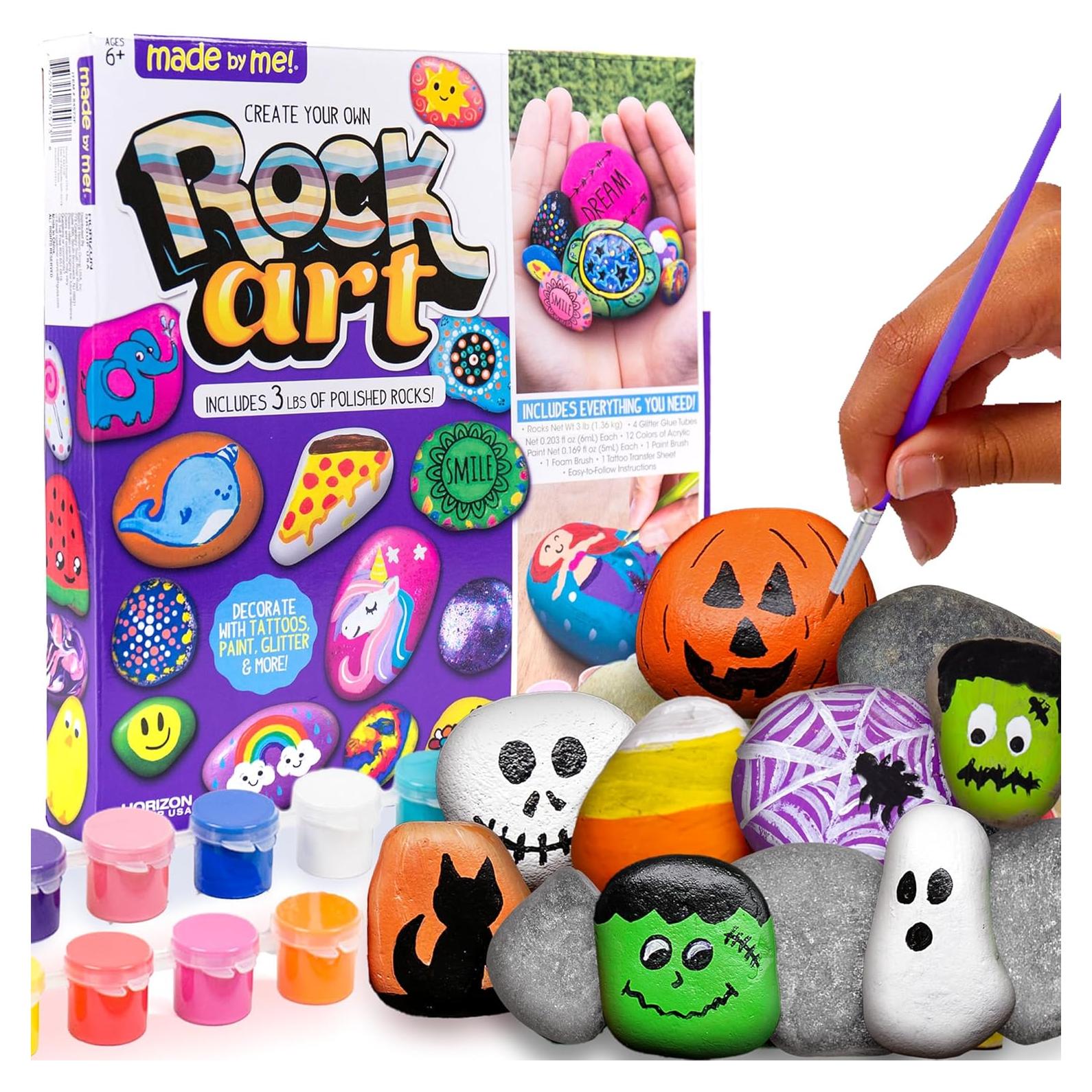 Kit de Arte en Rocas Hecho por Mí - 1.36 kg de Rocas y 12 Pinturas