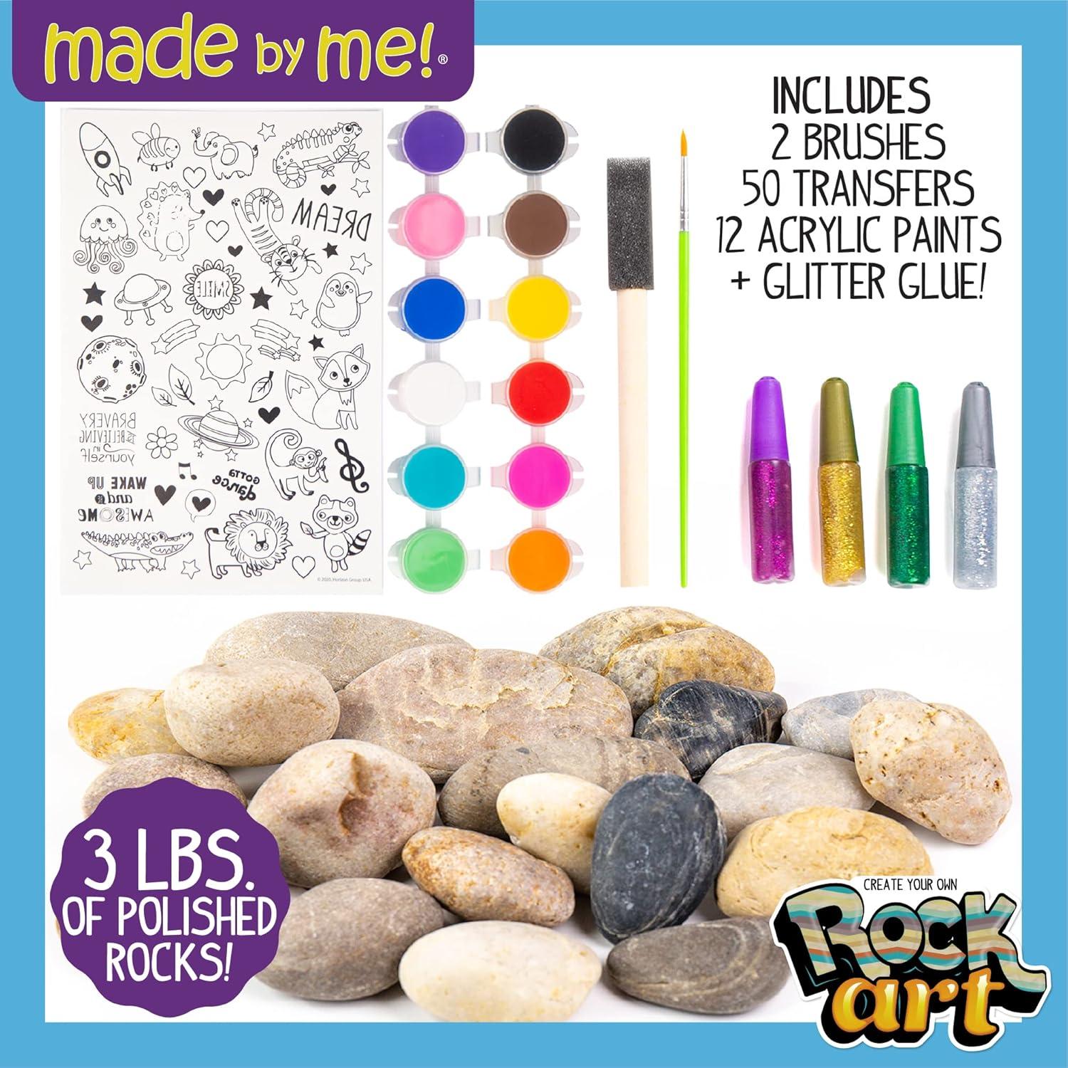 Kit de Arte en Rocas Hecho por Mí - 1.36 kg de Rocas y 12 Pinturas