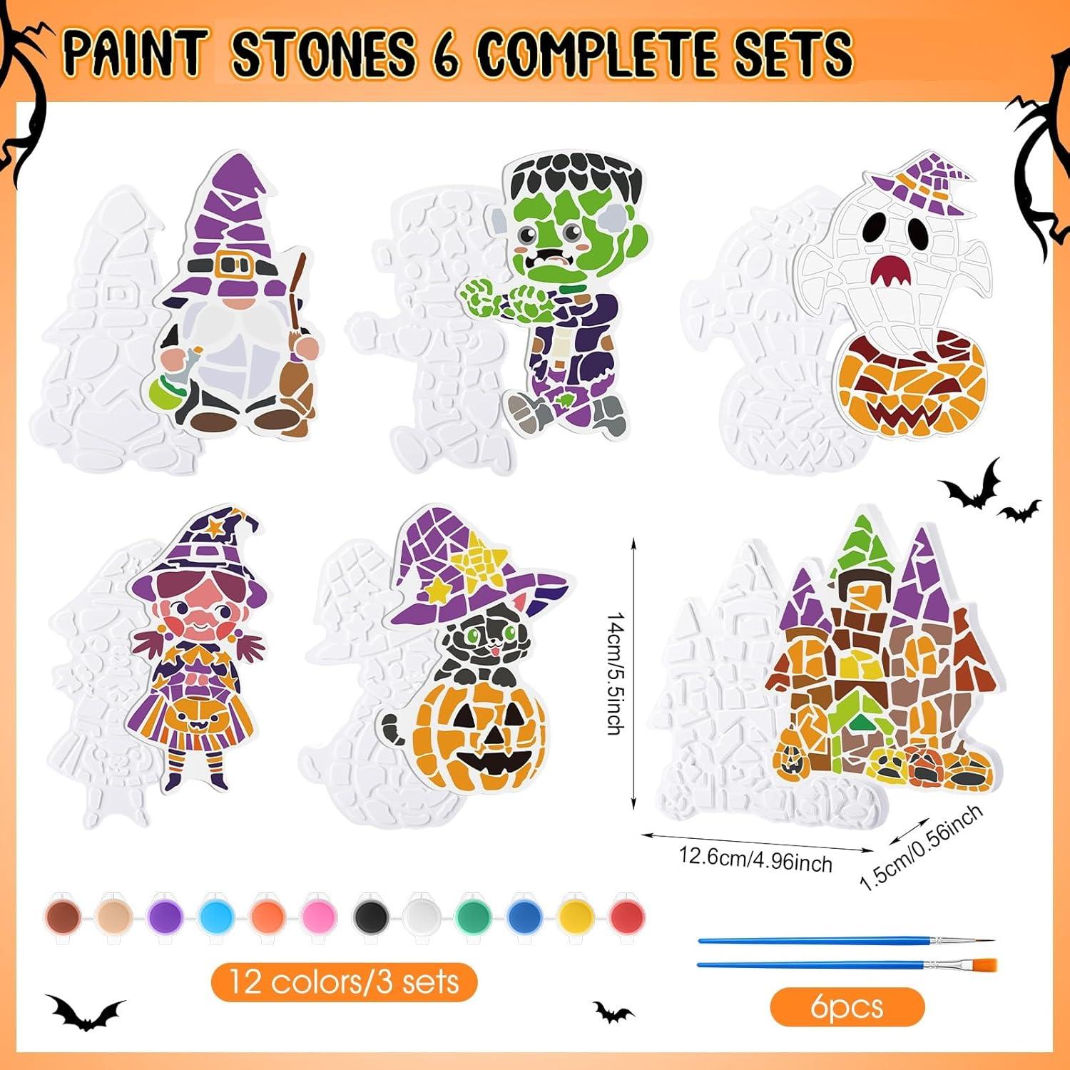 Kit de Pintura de Halloween Gersoniel - 6 Piedras de Jardín DIY