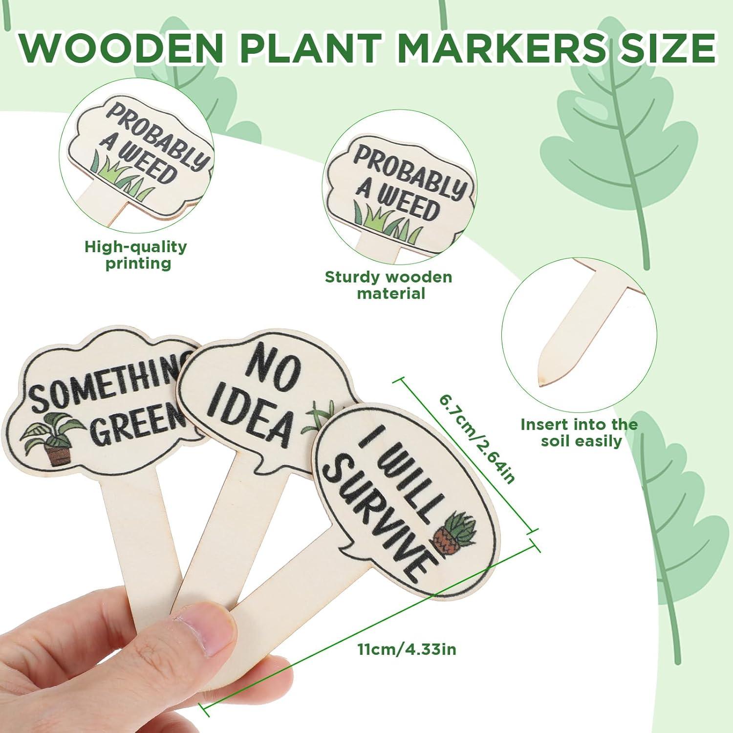 15 Marcadores de Plantas de Madera HJZHII 11x6.7cm Divertidos