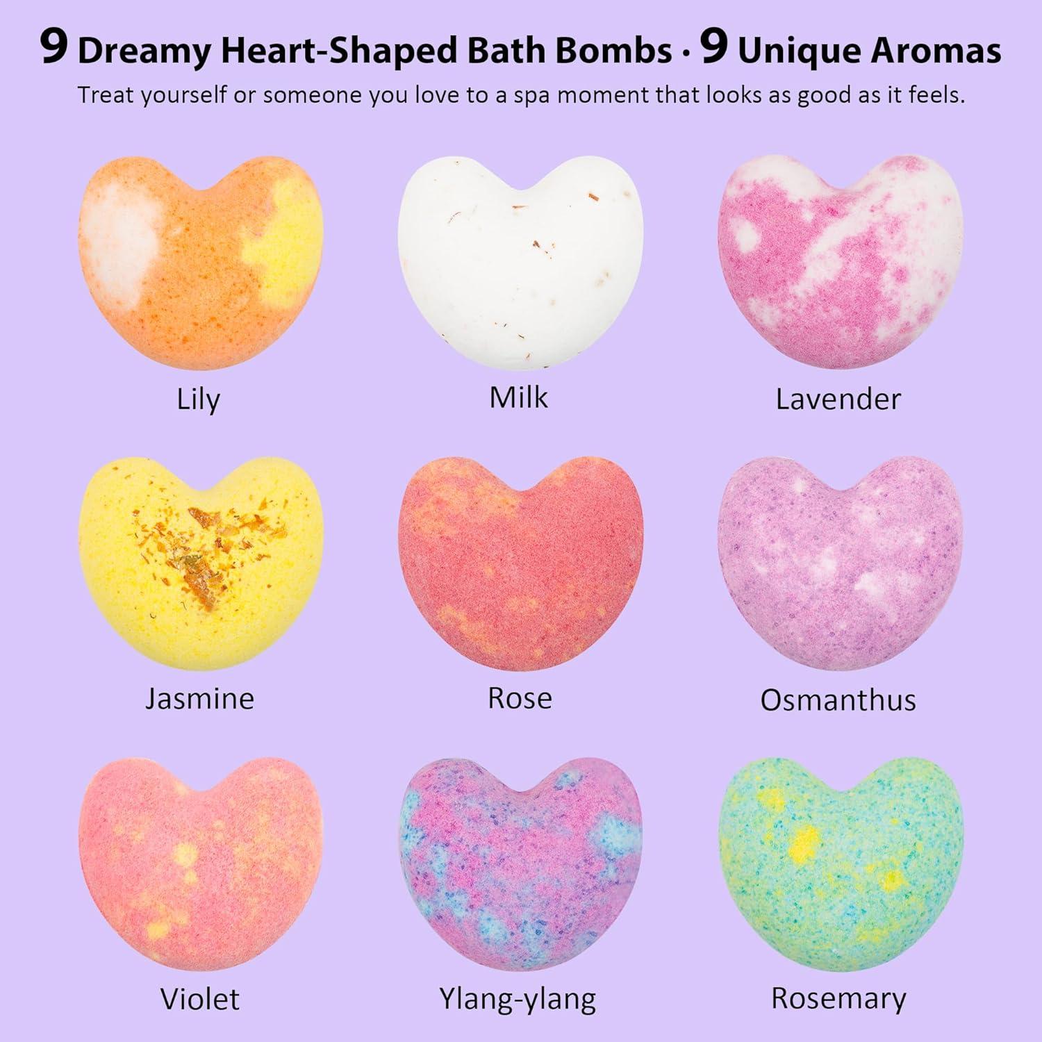 Juego de Bombas de Baño Corazón Agudan - 9 Aromas Naturales