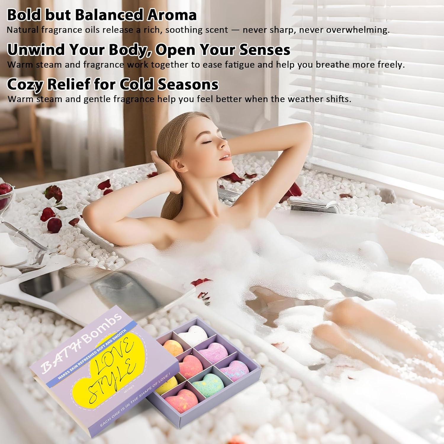 Juego de Bombas de Baño Corazón Agudan - 9 Aromas Naturales