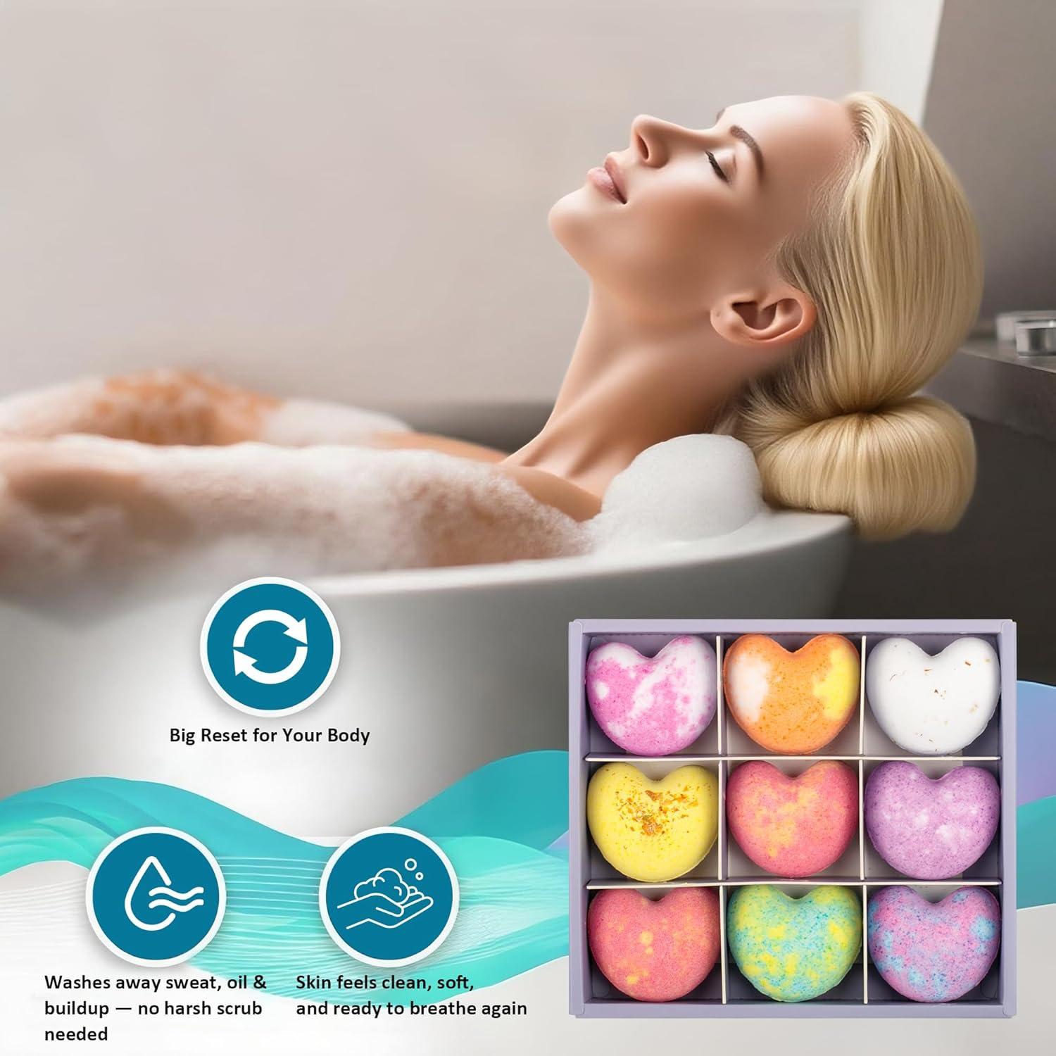 Juego de Bombas de Baño Corazón Agudan - 9 Aromas Naturales