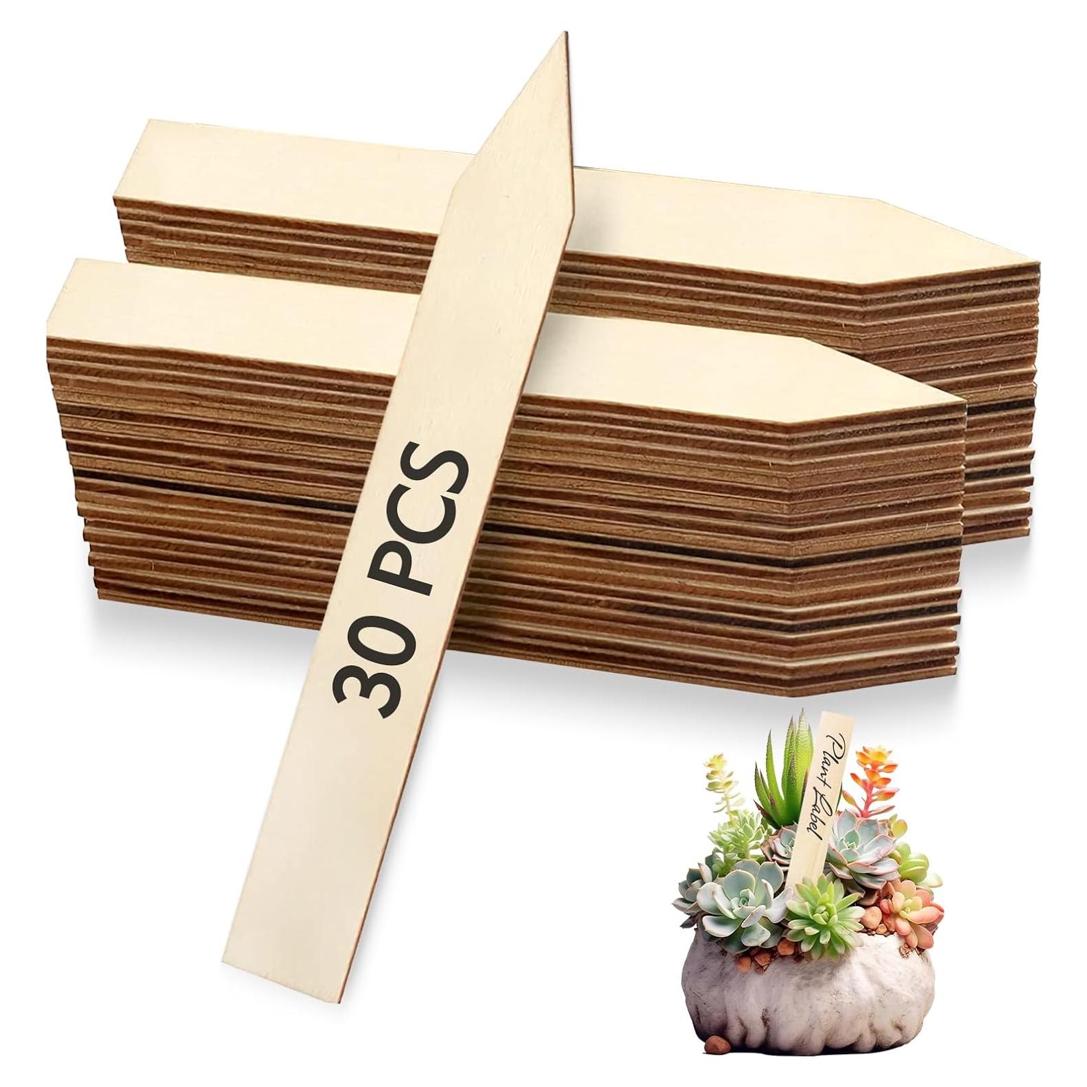 30 Etiquetas de Madera FLATRI para Jardín 15x2cm Reutilizables