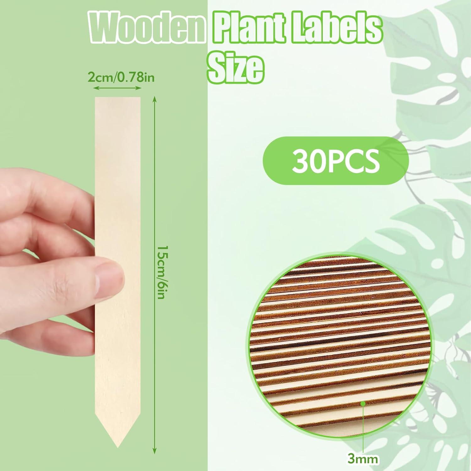 30 Etiquetas de Madera FLATRI para Jardín 15x2cm Reutilizables