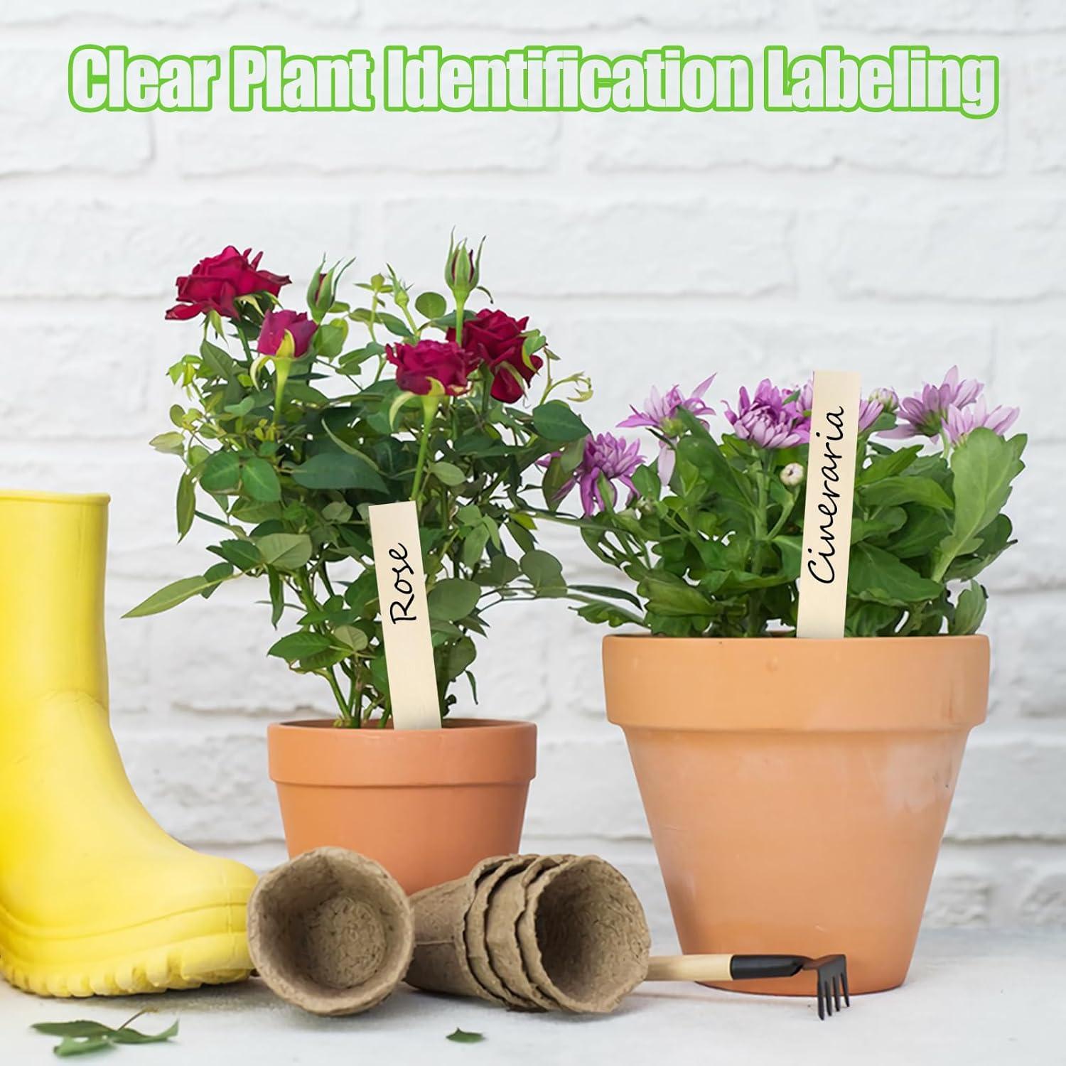 30 Etiquetas de Madera FLATRI para Jardín 15x2cm Reutilizables