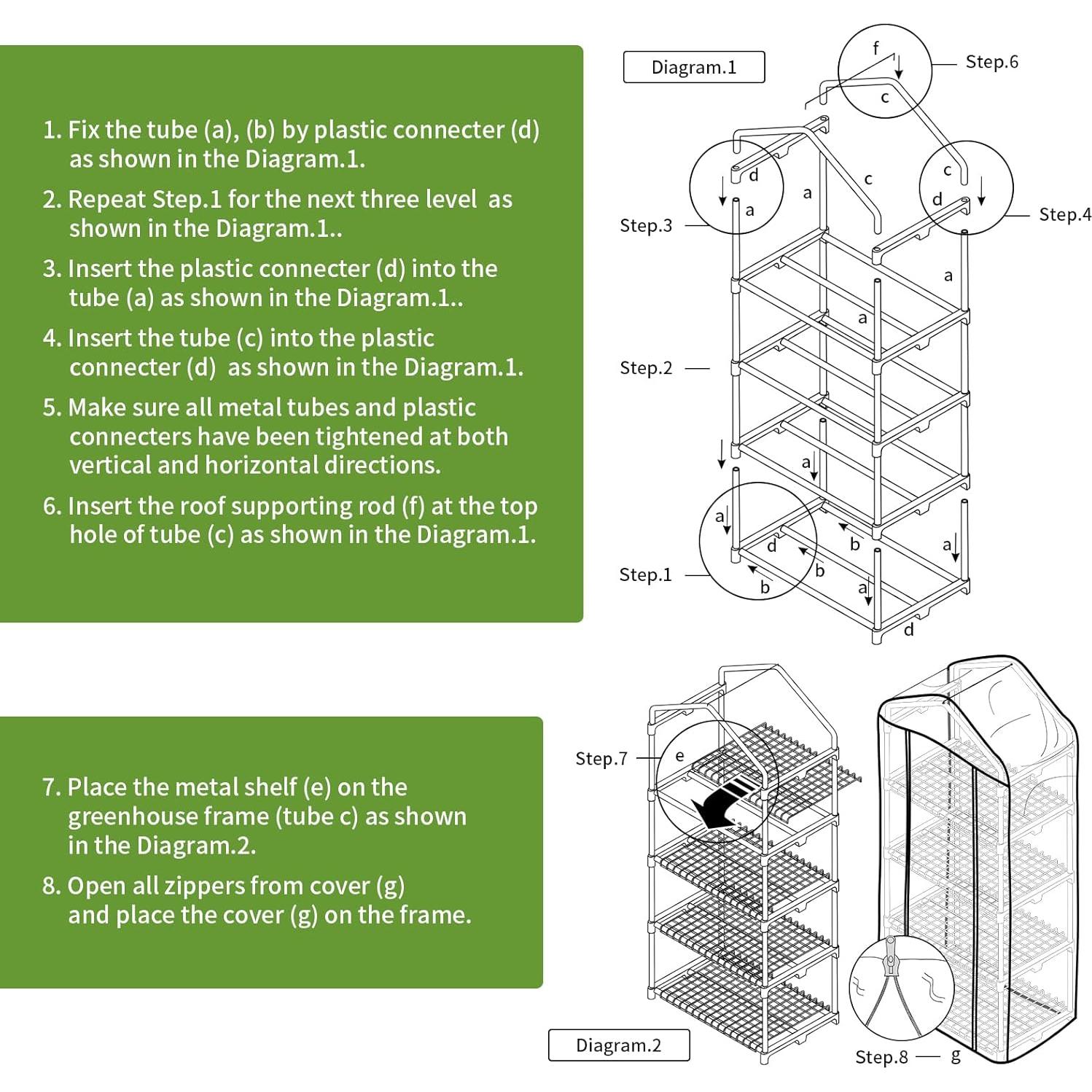 Mini Invernadero Portátil Kelived 4 Estantes PVC 69x49x157 cm