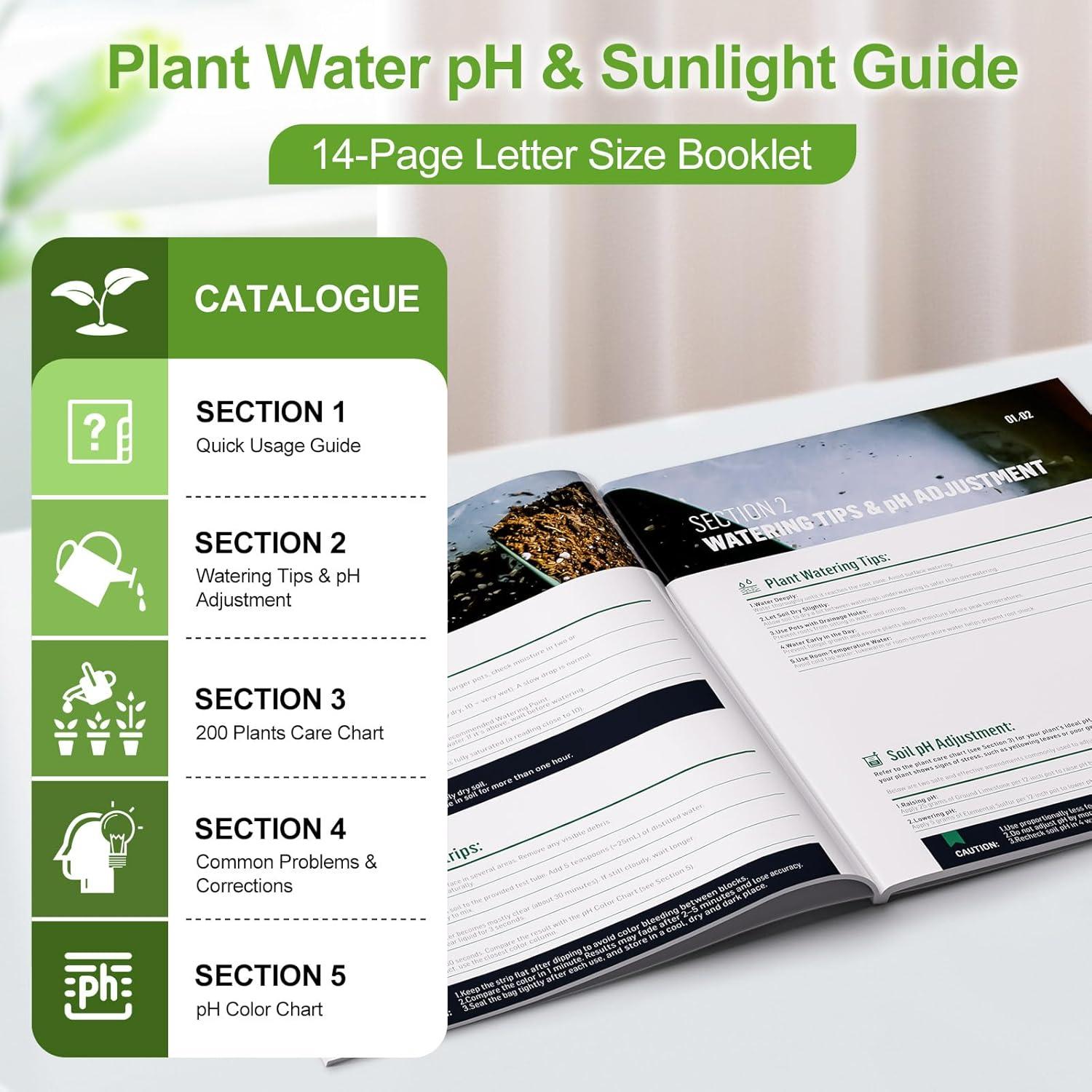 Medidor de Humedad del Suelo OWLDACIOUS SMM01 con Guía y Tiras de pH