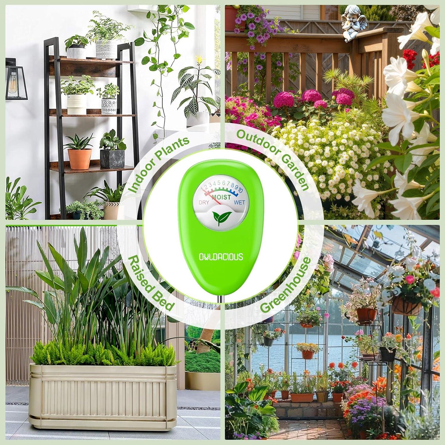 Medidor de Humedad del Suelo OWLDACIOUS SMM01 con Guía y Tiras de pH