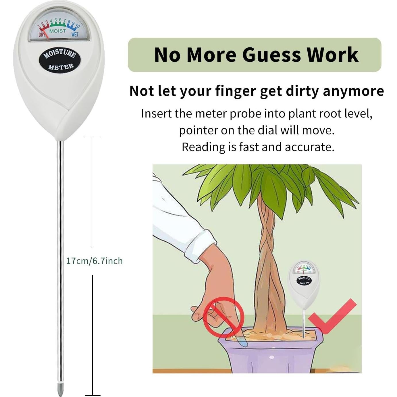 Medidor de Humedad del Suelo Hathdia, Sensor Sin Batería 17 cm