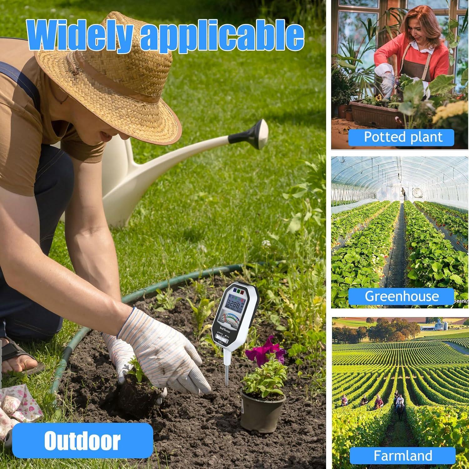 Medidor de Humedad del Suelo 7-en-1 RYJNM con Sonda Desmontable