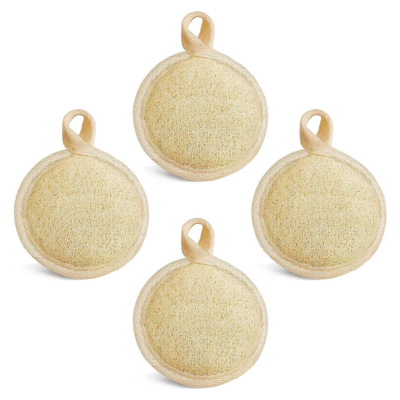 Esponja Exfoliante de Lufa Natural YIQINGJIE 4 Piezas 8 cm