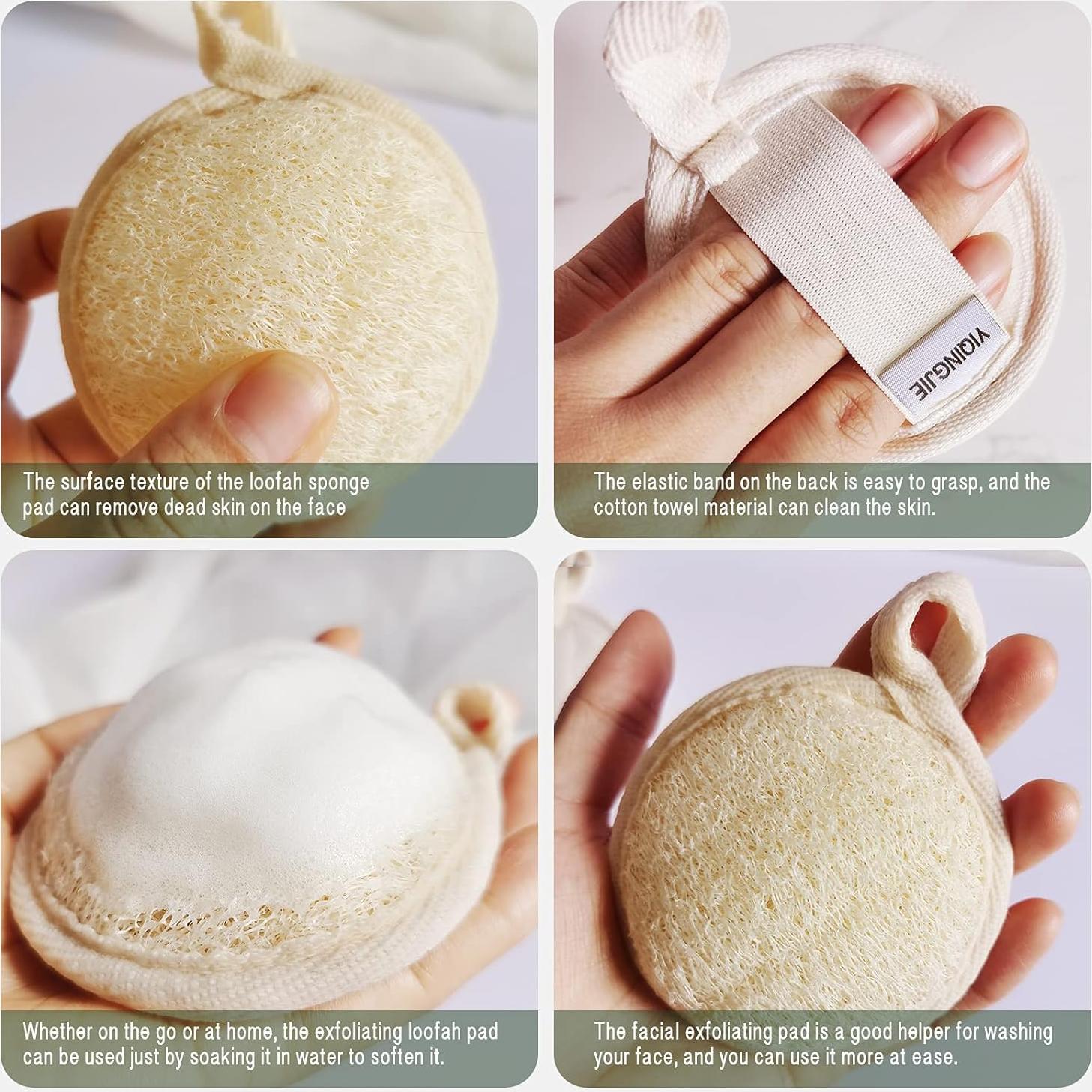 Esponja Exfoliante de Lufa Natural YIQINGJIE 4 Piezas 8 cm