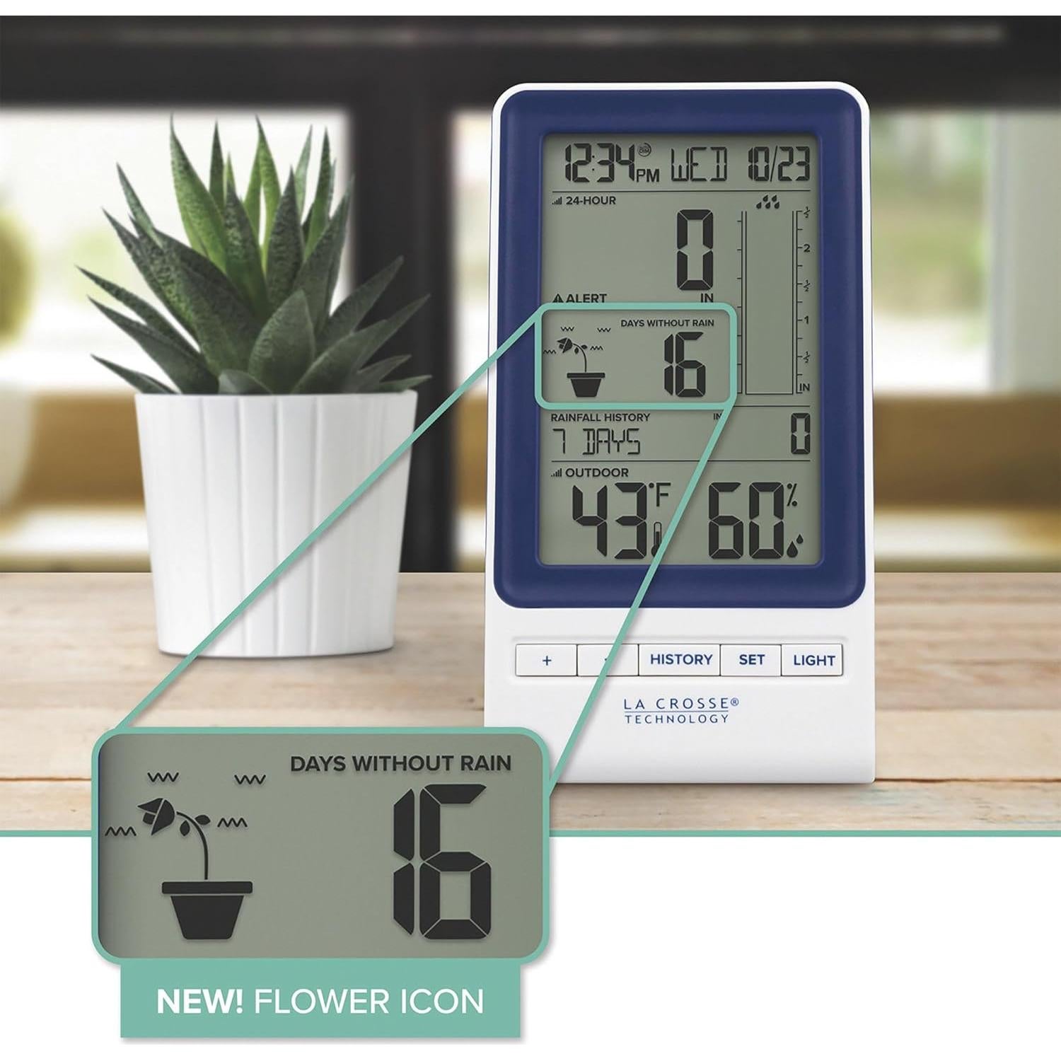 Estación de Lluvia Inalámbrica La Crosse 724-1415BL con Temperatura y Humedad