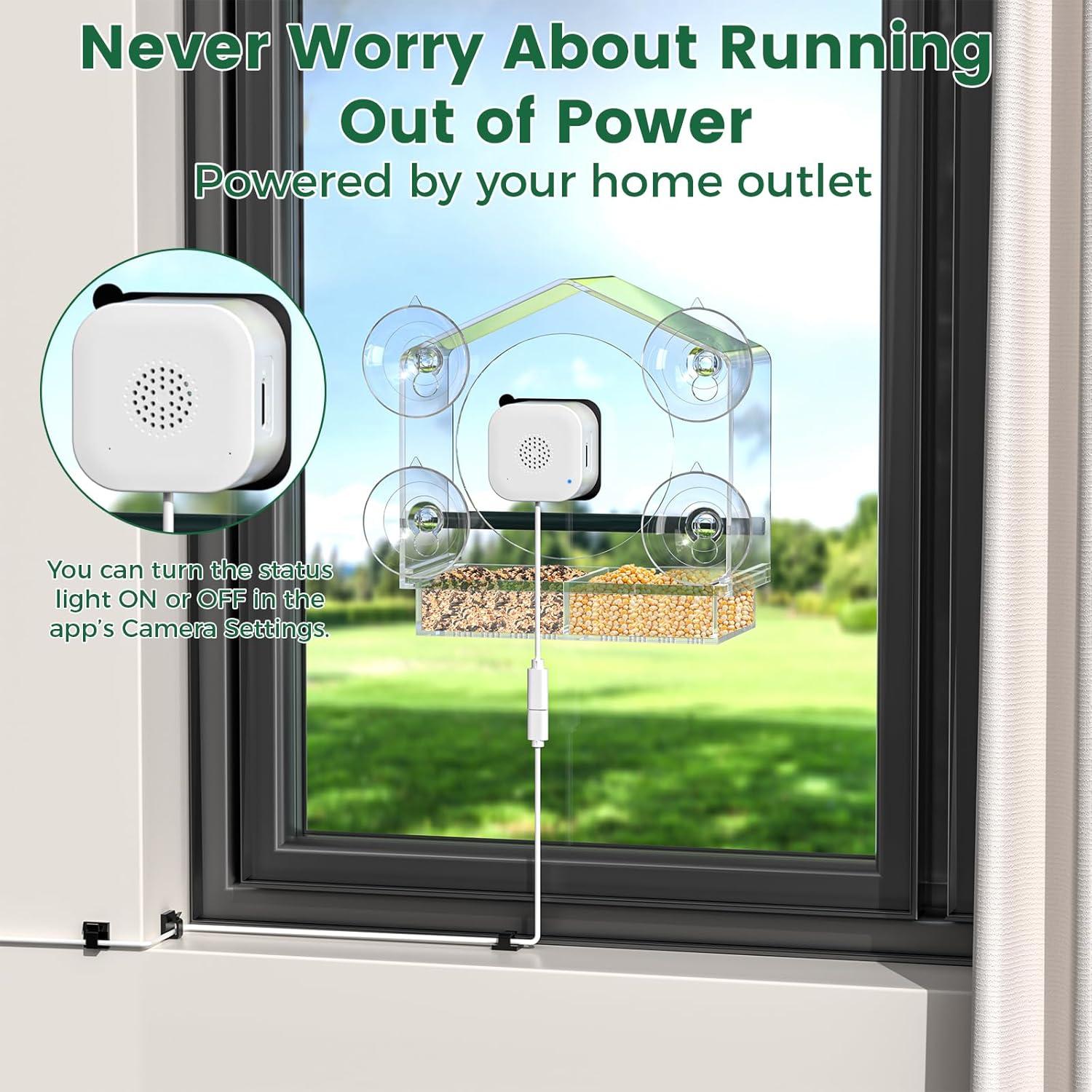 Comedero para Aves de Ventana Svanur con Cámara AI 2K HD