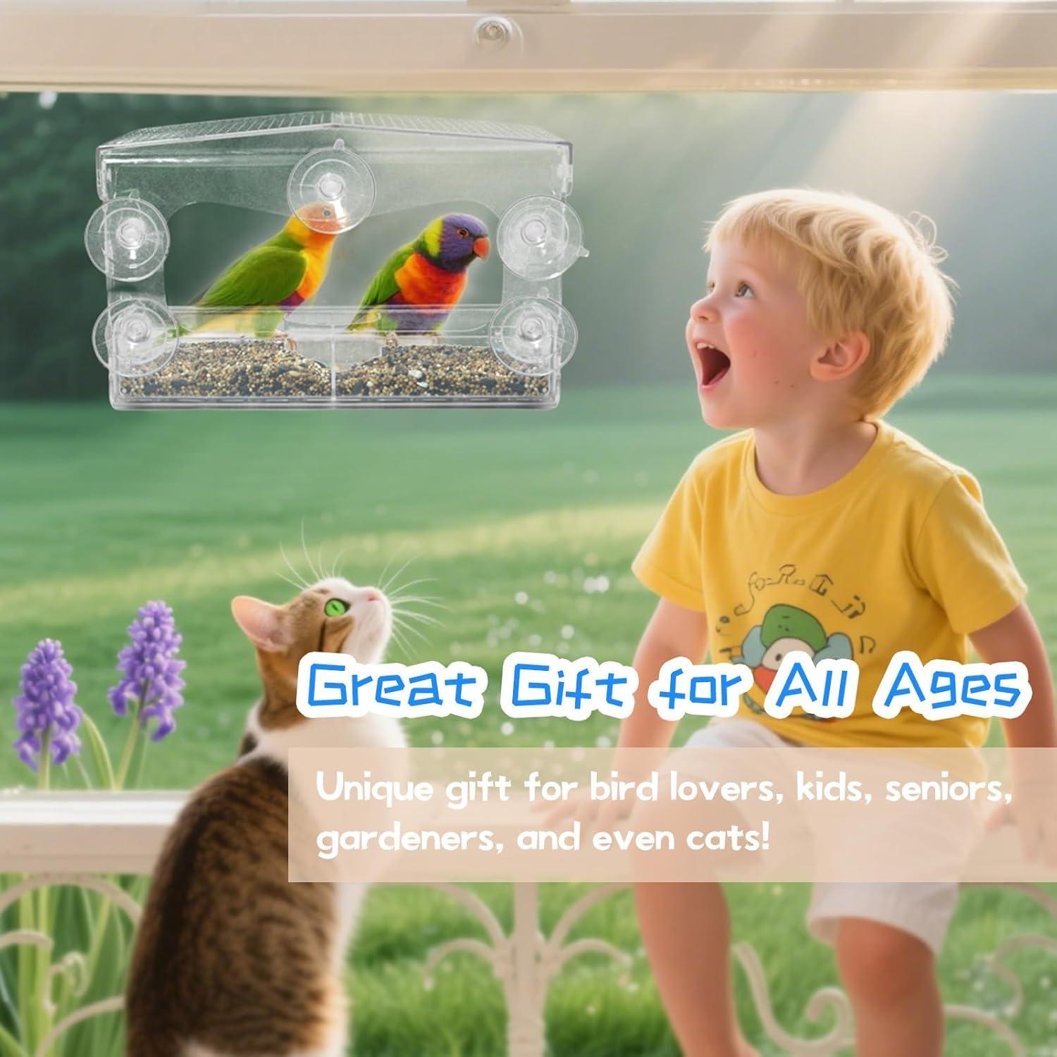 Comedero para Aves de Ventana WDG Acrílico Transparente 0.45 kg