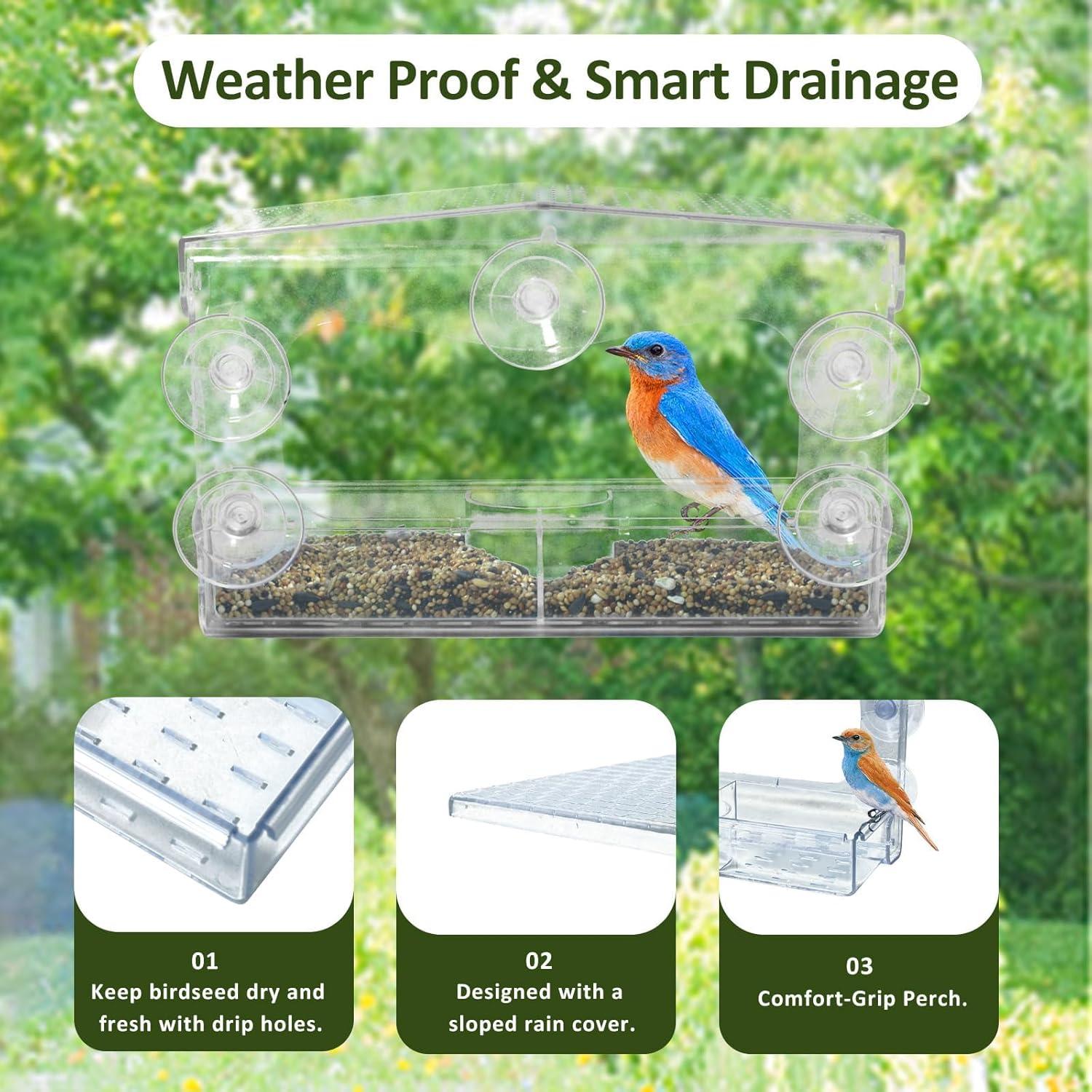 Comedero para Aves de Ventana WDG Acrílico Transparente 0.45 kg