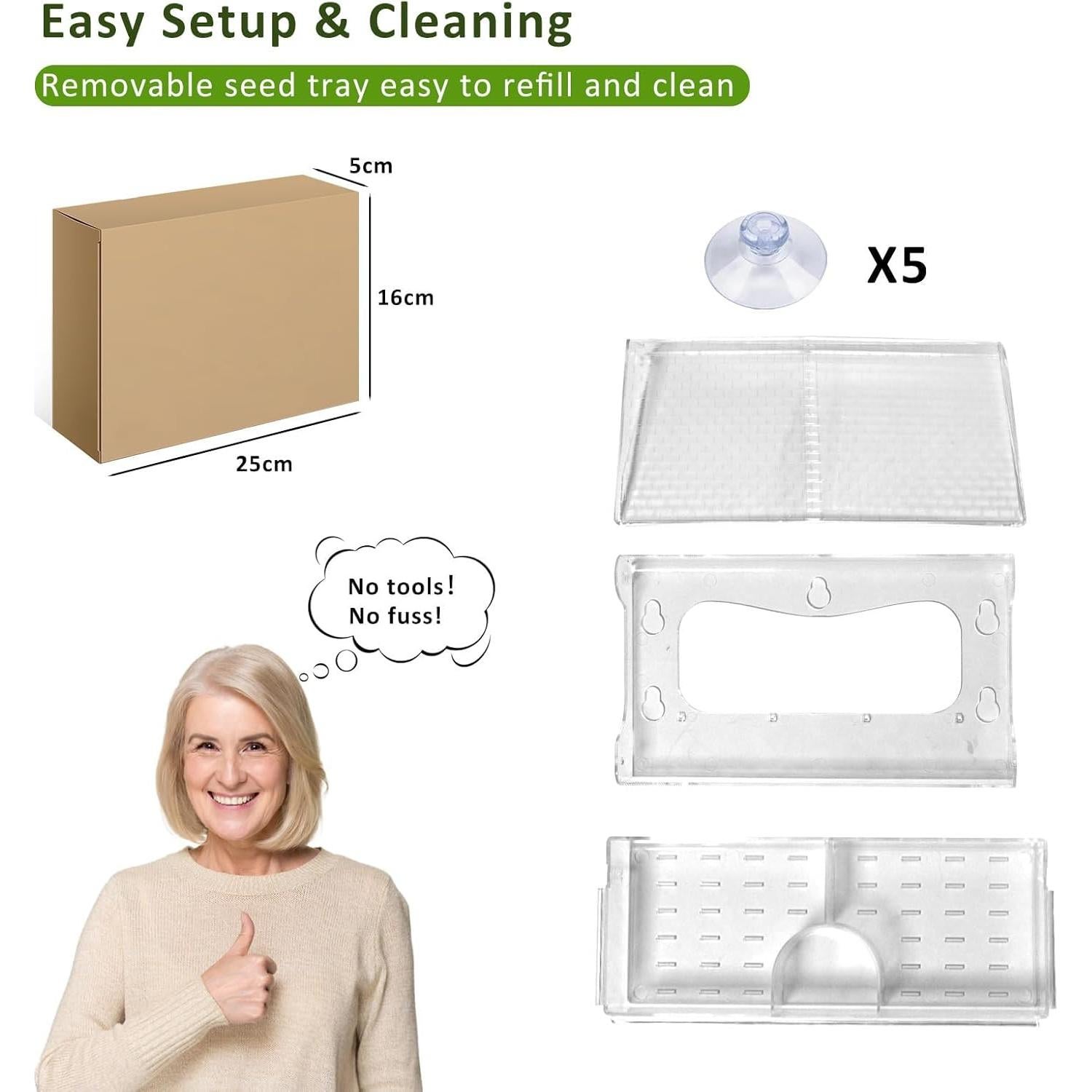 Comedero para Aves de Ventana WDG Acrílico Transparente 0.45 kg