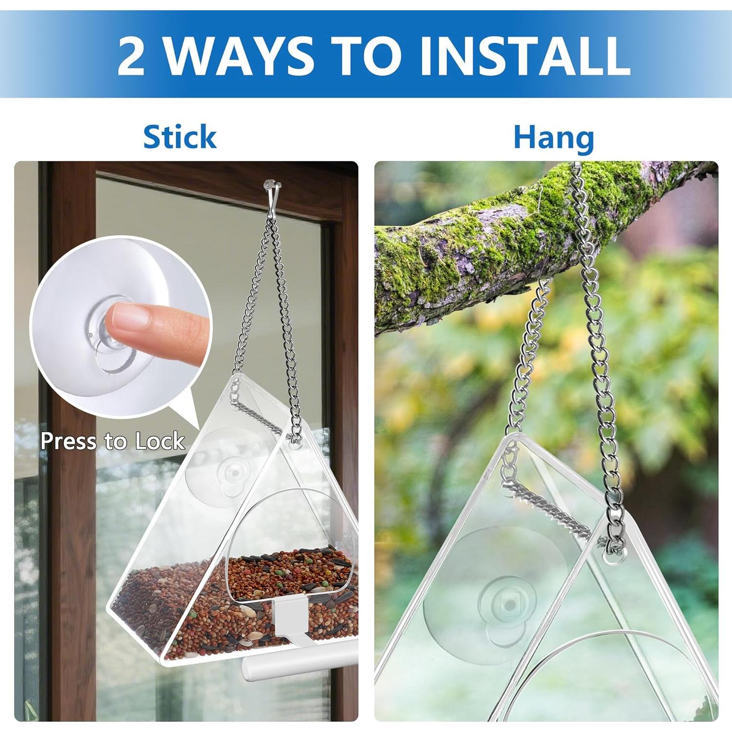 Comedero para Aves de Ventana VISVWB Triángulo Transparente