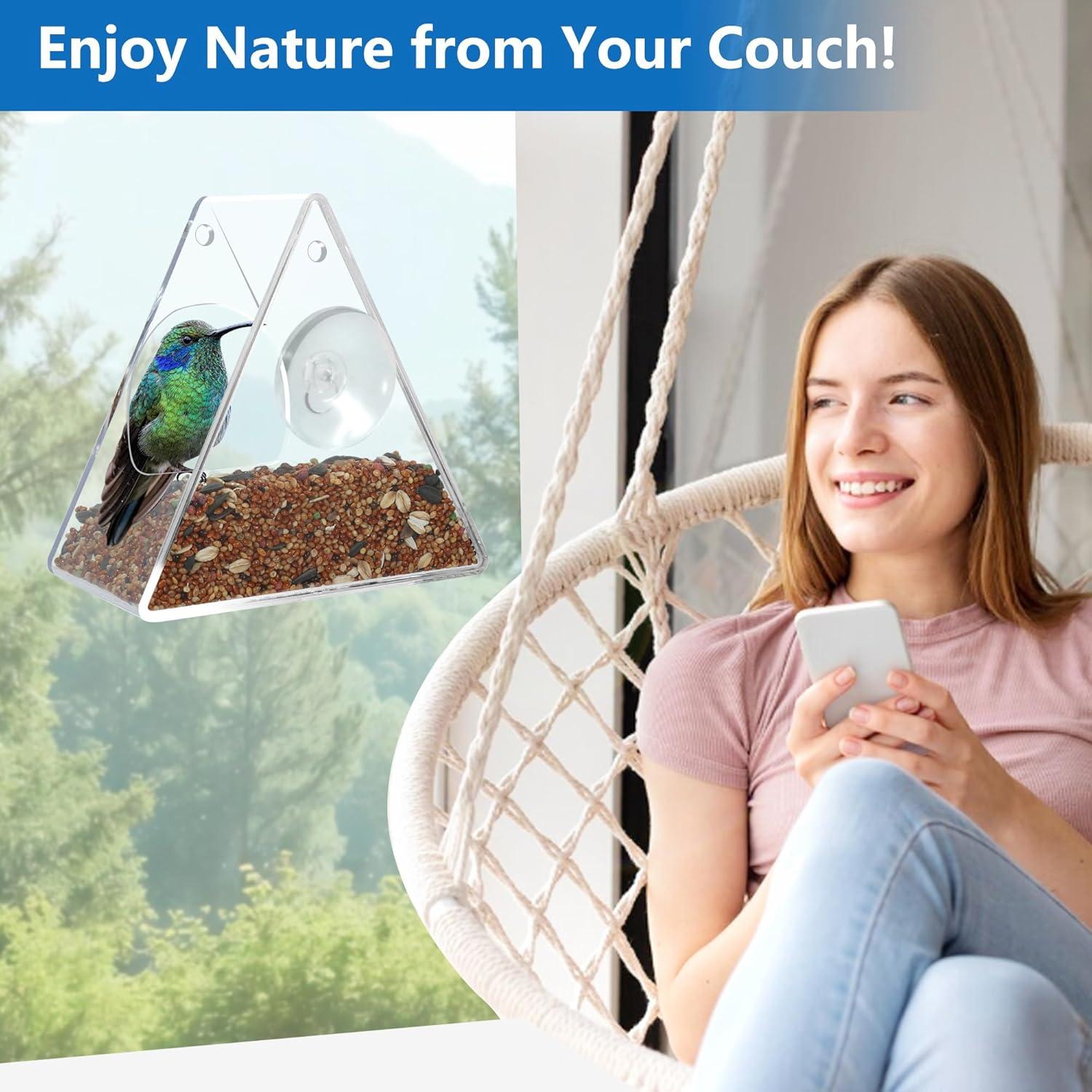 Comedero para Aves de Ventana VISVWB Triángulo Transparente