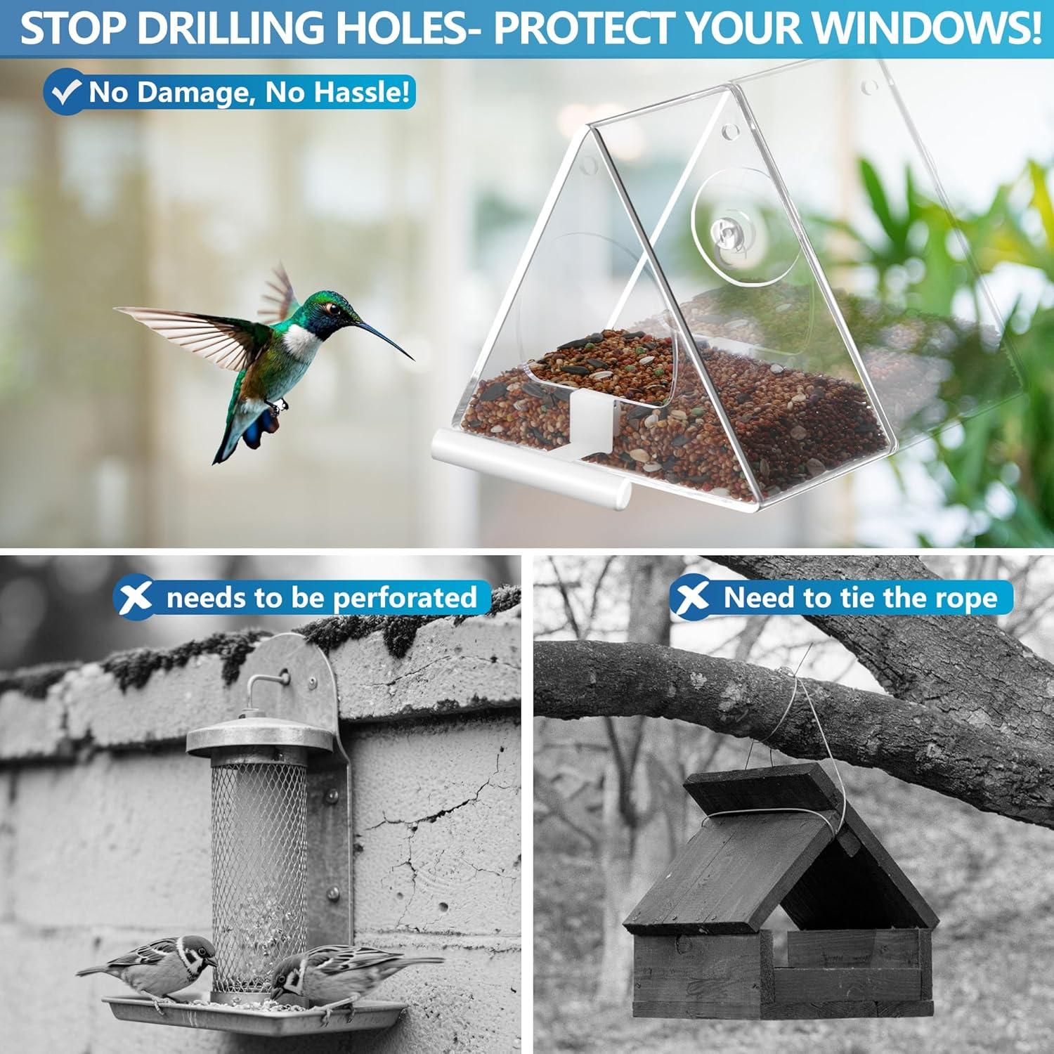 Comedero para Aves de Ventana VISVWB Triángulo Transparente