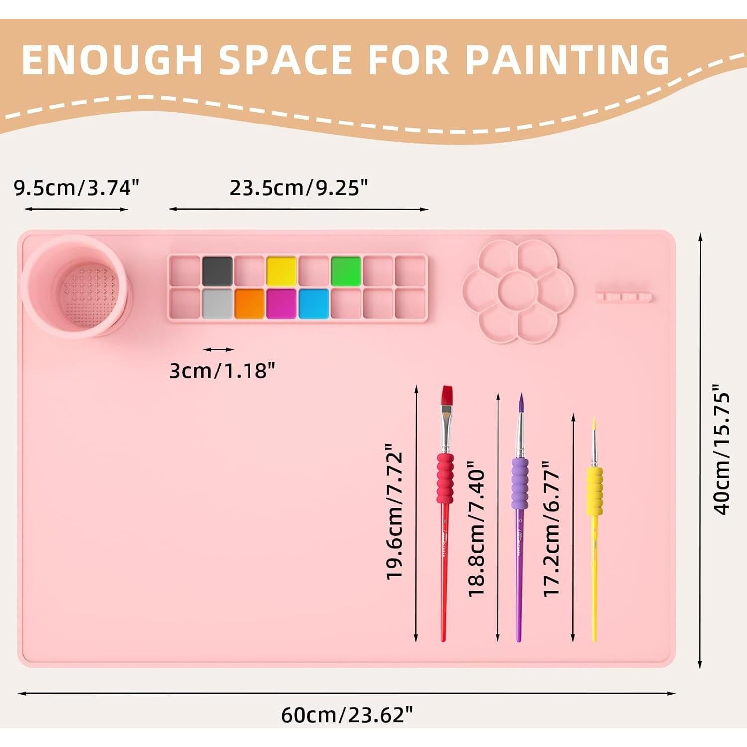 Alfombrilla de Pintura de Silicona LRFORMB 60x40 cm con Pinceles