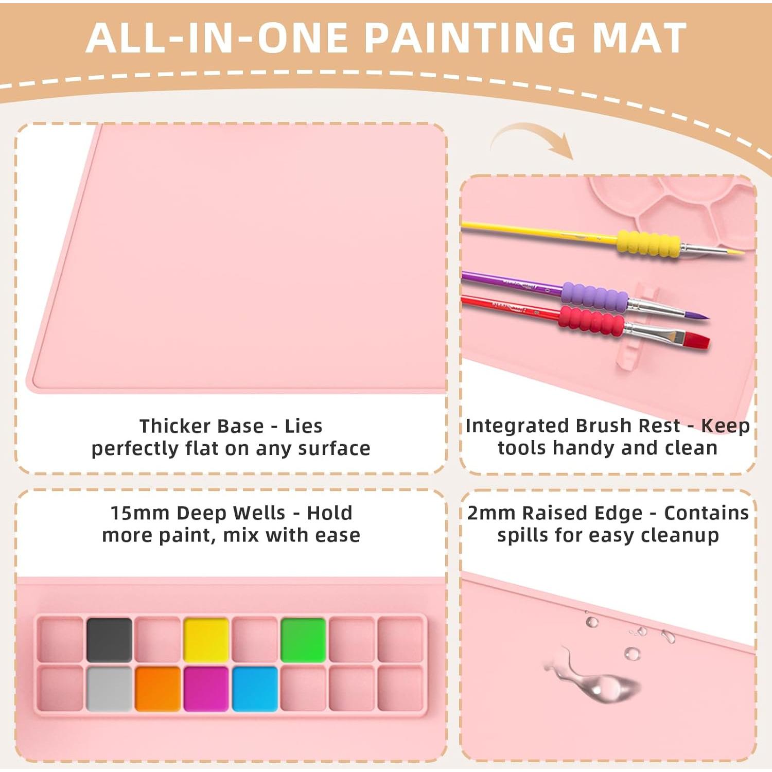 Alfombrilla de Pintura de Silicona LRFORMB 60x40 cm con Pinceles