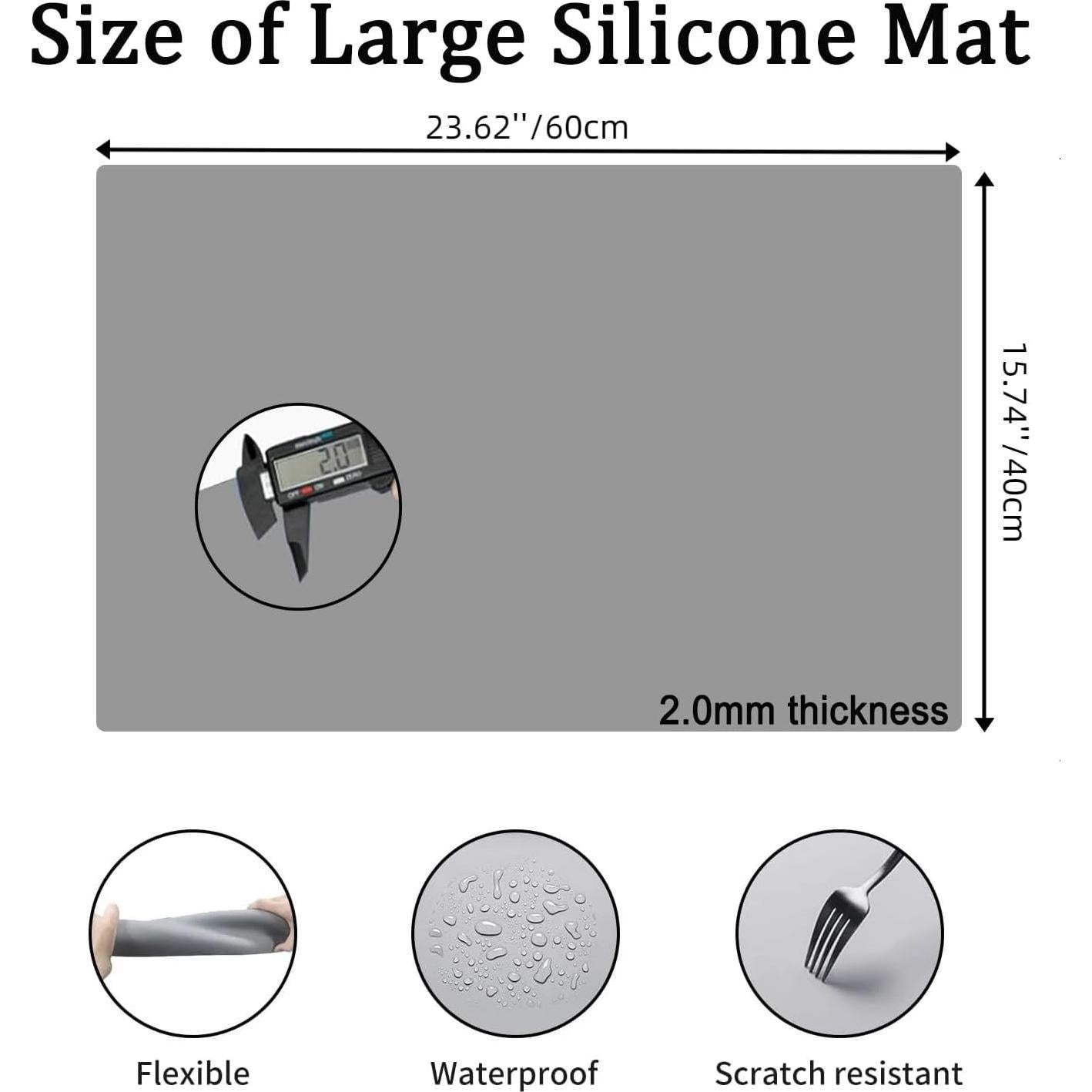 Tapete de Silicona Antideslizante LOGIFTVE 60x40cm Gris Claro