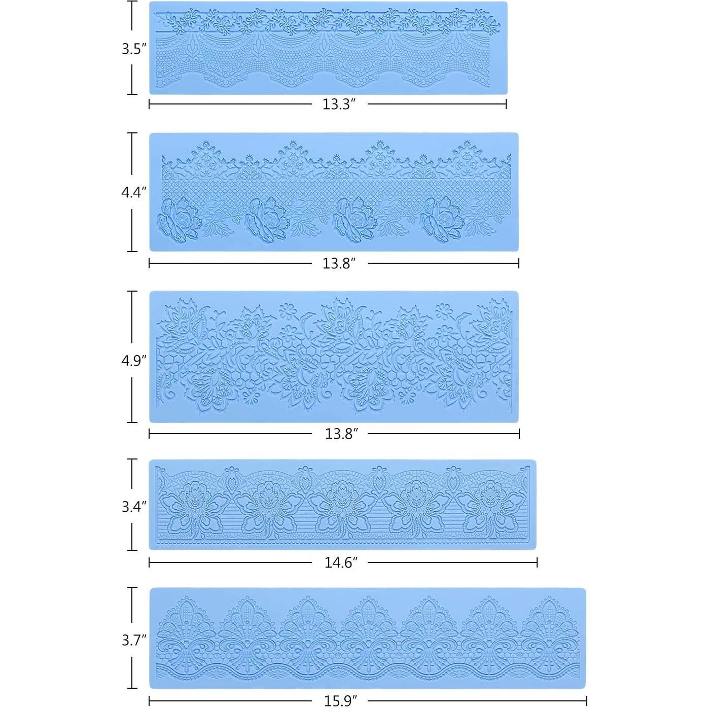 Molde de Encaje de Silicona Beasea 5pcs Floral Azul