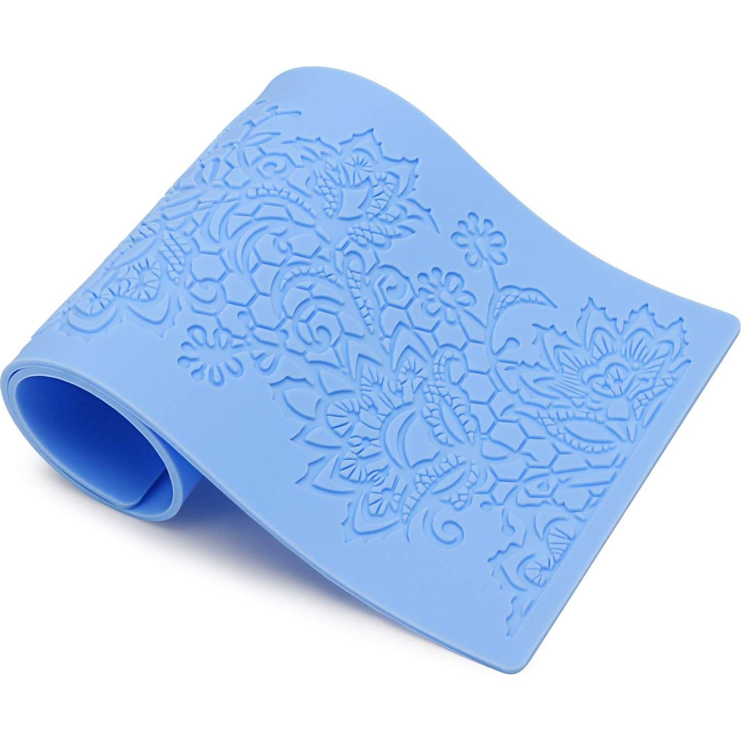 Molde de Encaje de Silicona Beasea 5pcs Floral Azul