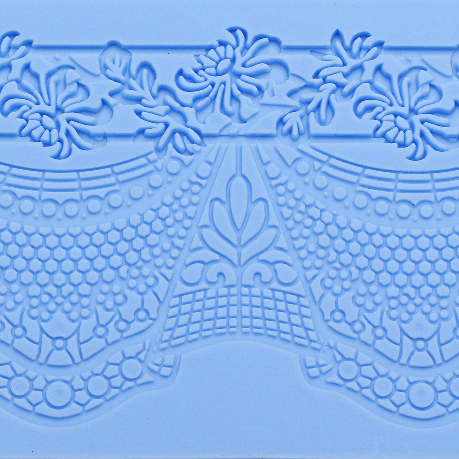 Molde de Encaje de Silicona Beasea 5pcs Floral Azul