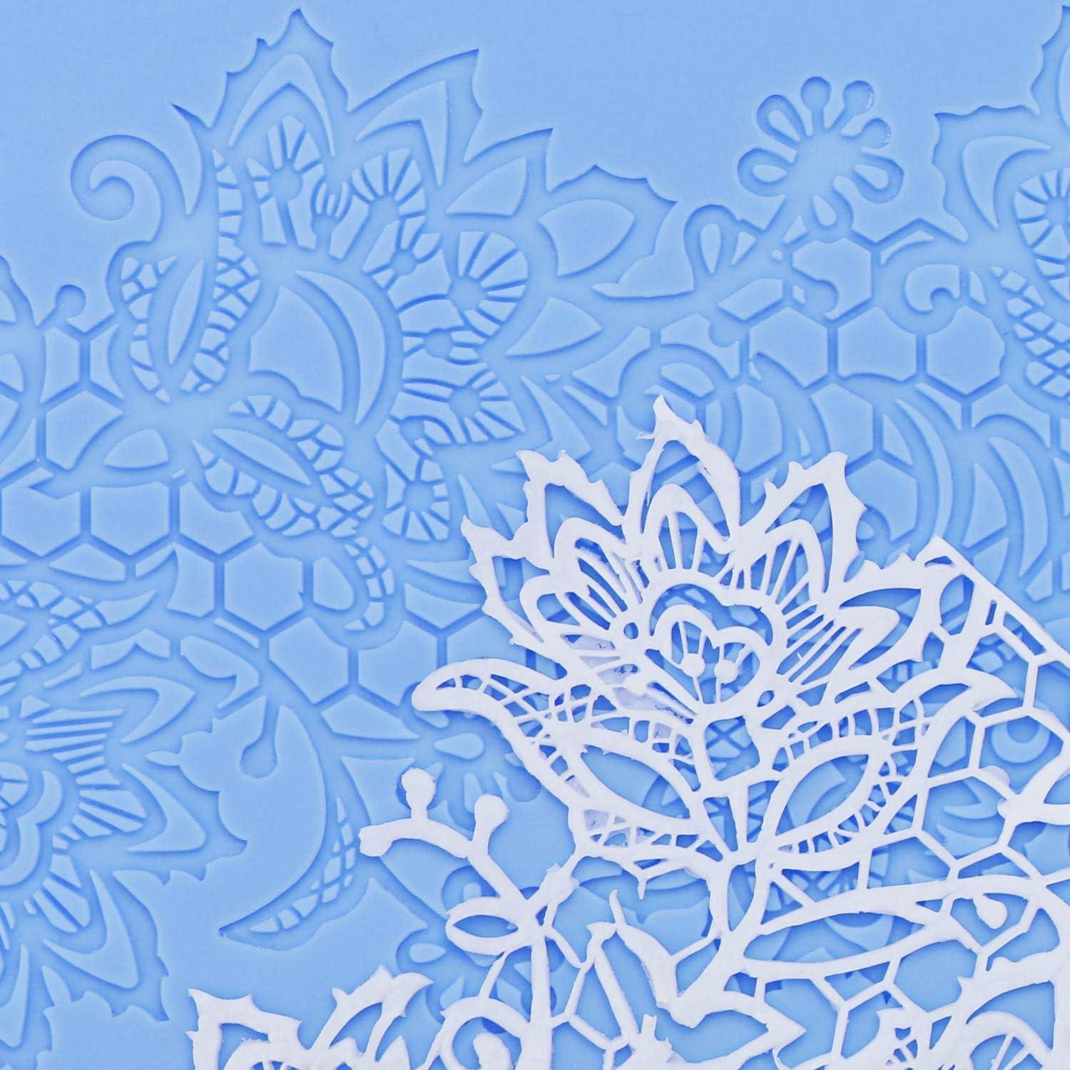 Molde de Encaje de Silicona Beasea 5pcs Floral Azul