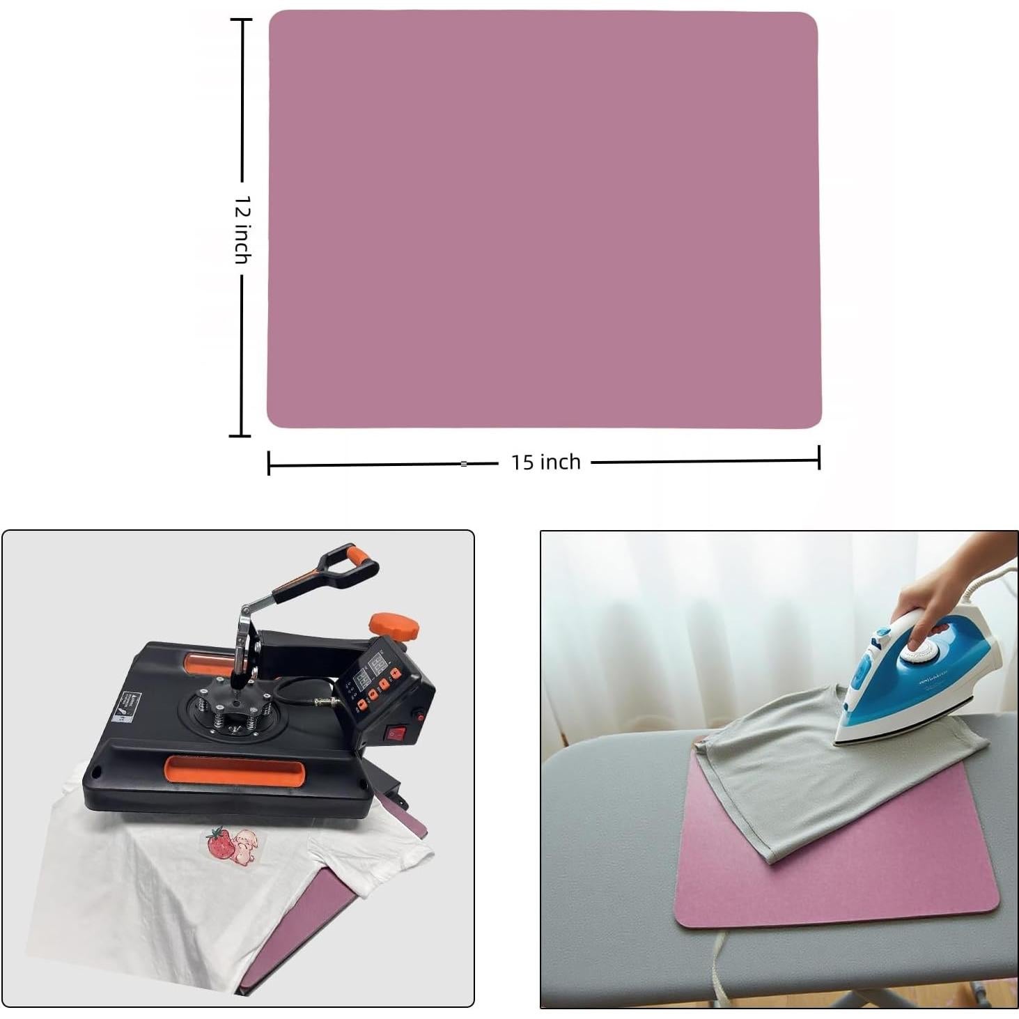 Alfombrilla de Prensa de Calor Silicona 38x30 cm Rosa