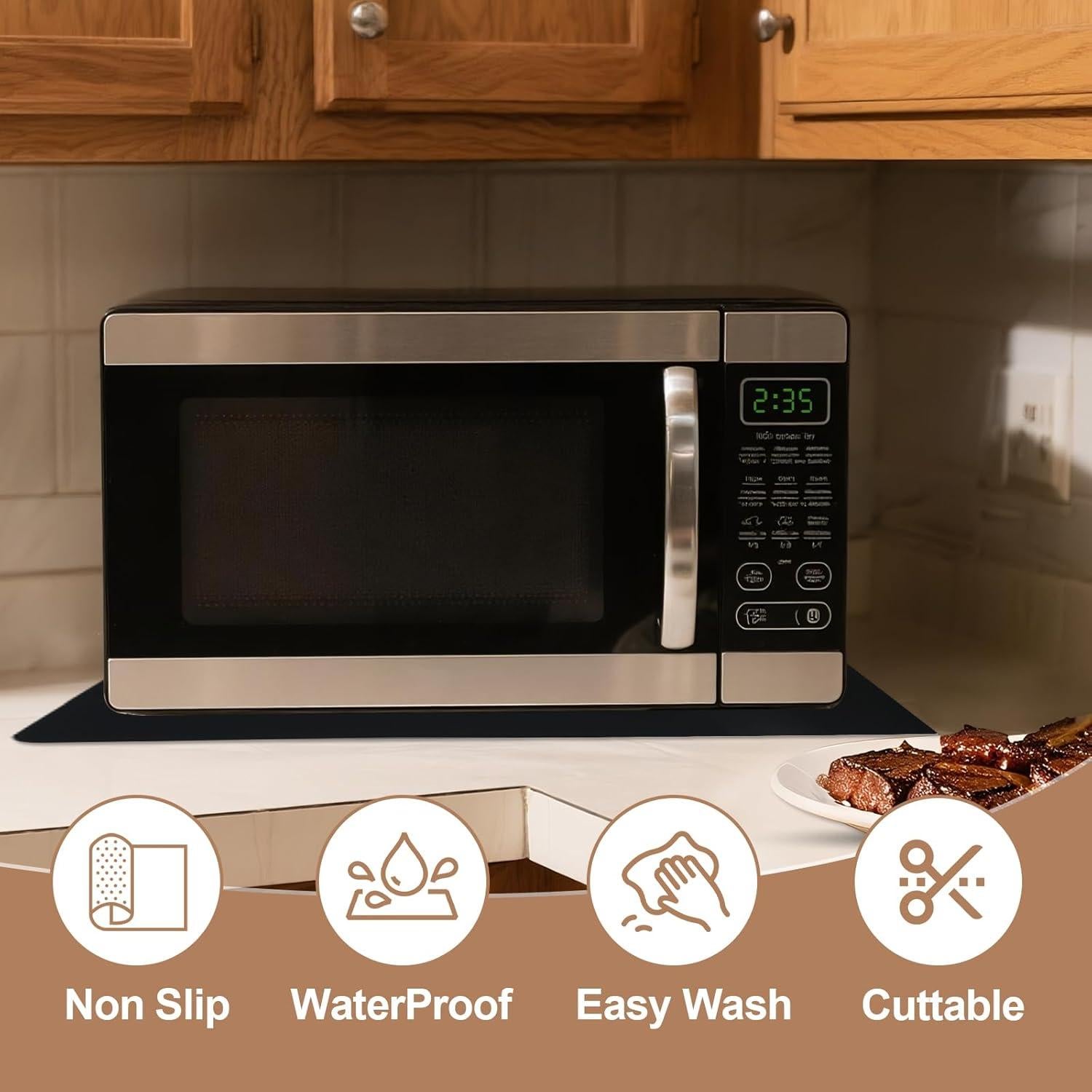 Alfombrilla de Silicona Antideslizante Cafunner 49x37cm Negra