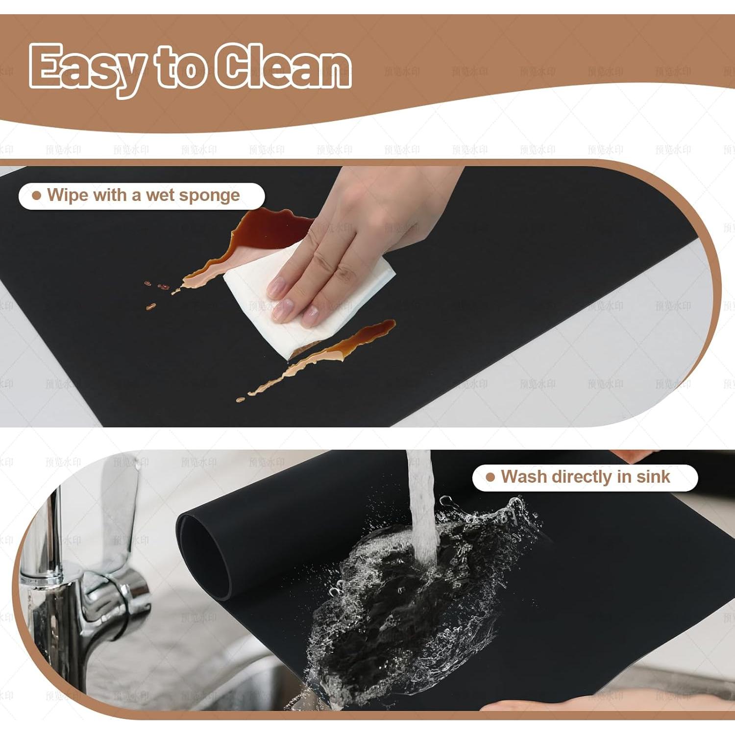 Alfombrilla de Silicona Antideslizante Cafunner 49x37cm Negra