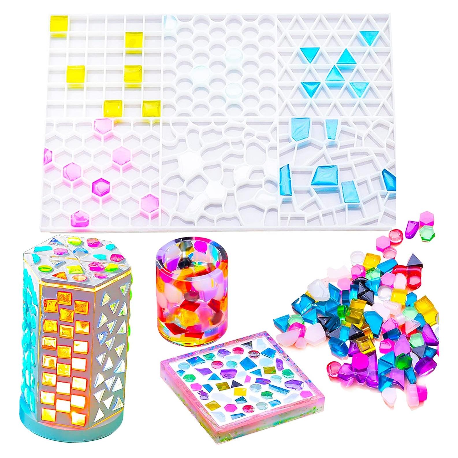 Moldes de Silicona para Resina BROVITI - Azulejos Mosaico 6 Formas