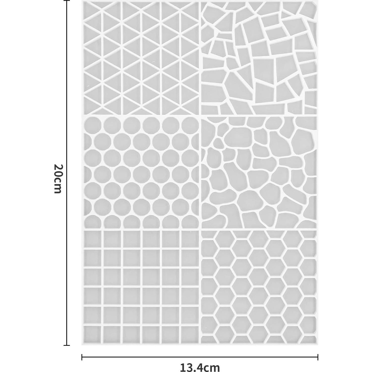 Moldes de Silicona para Resina BROVITI - Azulejos Mosaico 6 Formas