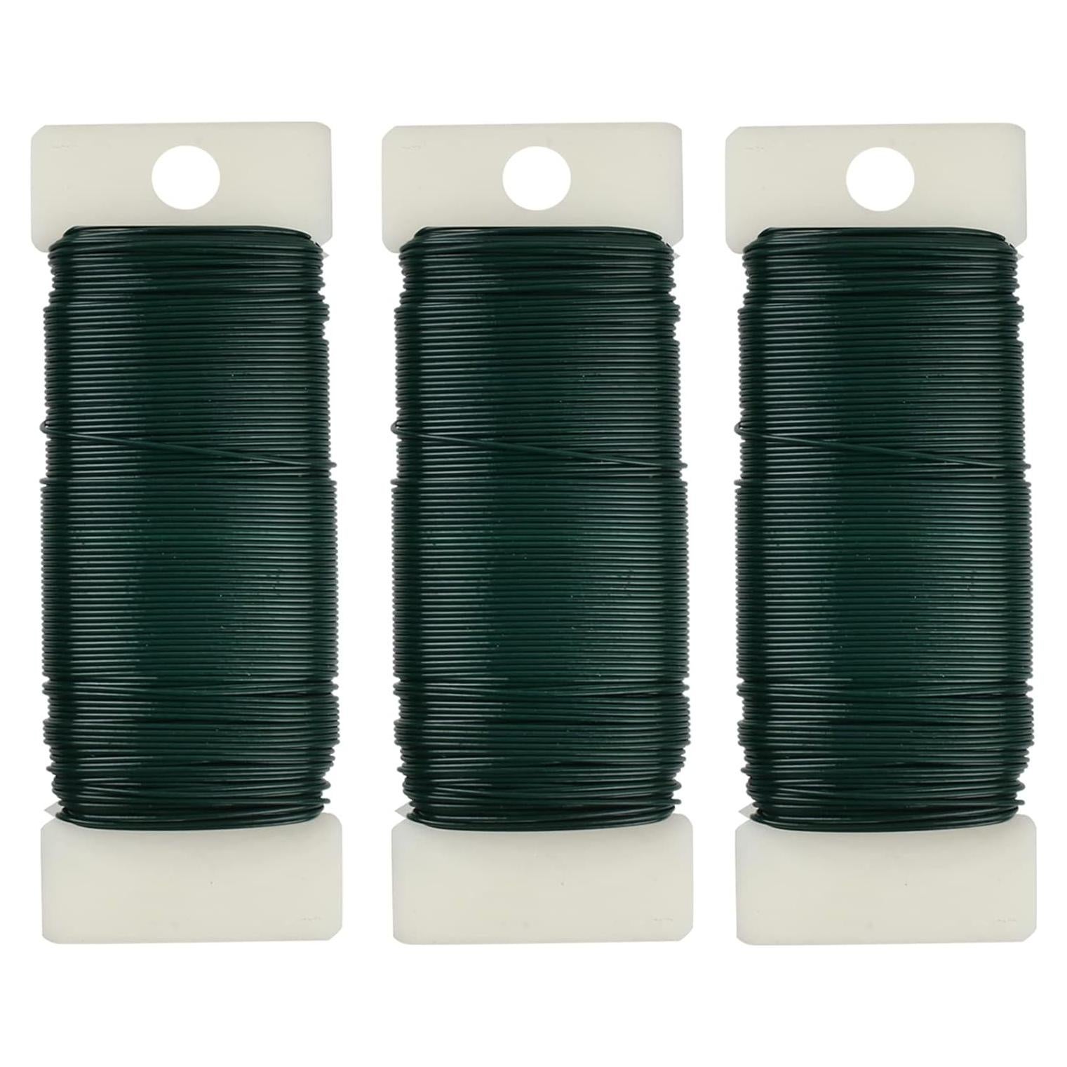 Paquete de 3 Rollos de Alambre Floral Verde 22 Calibre - 108 Metros