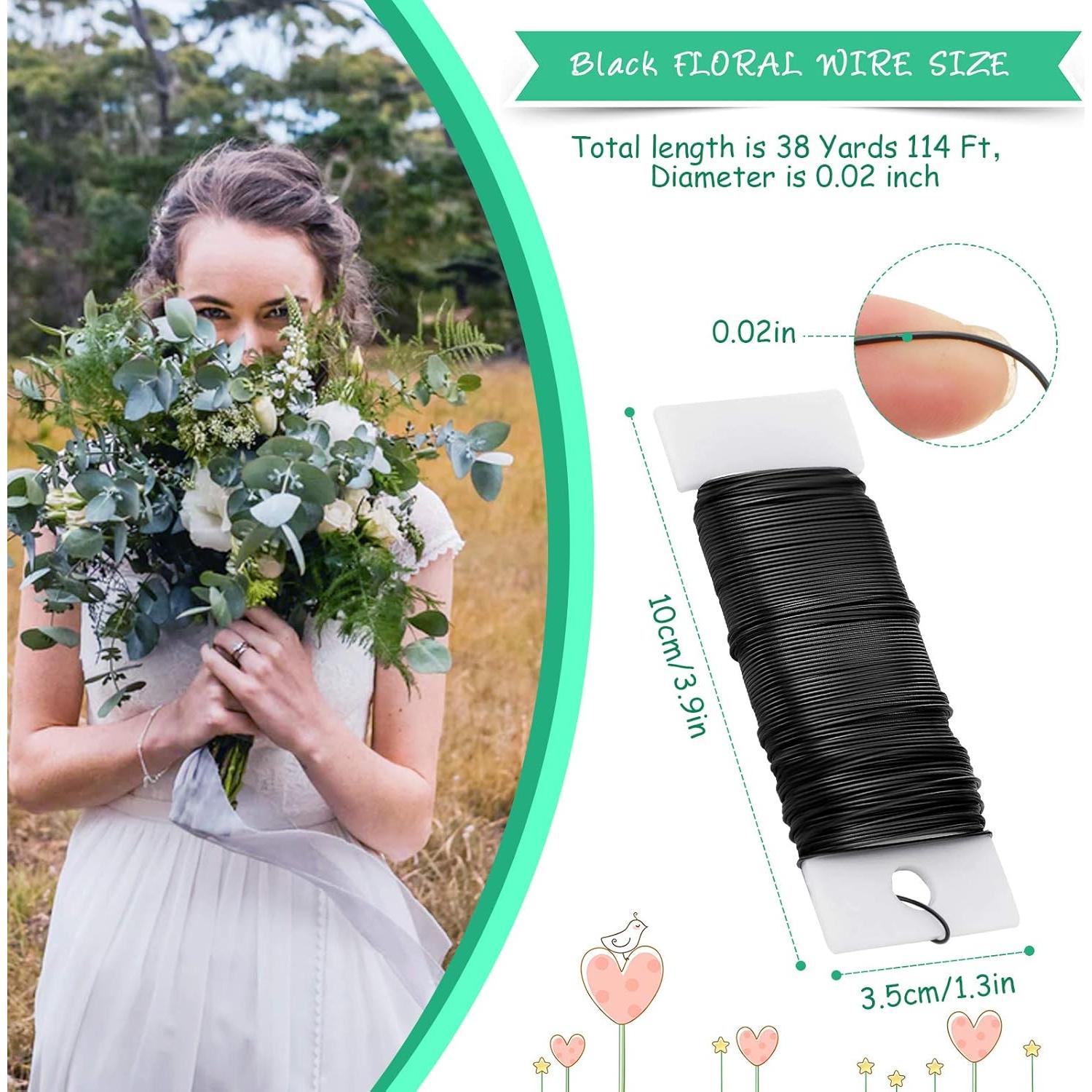 Alambre Floral Hotop 34.7m Negro 22 Gauge para Manualidades