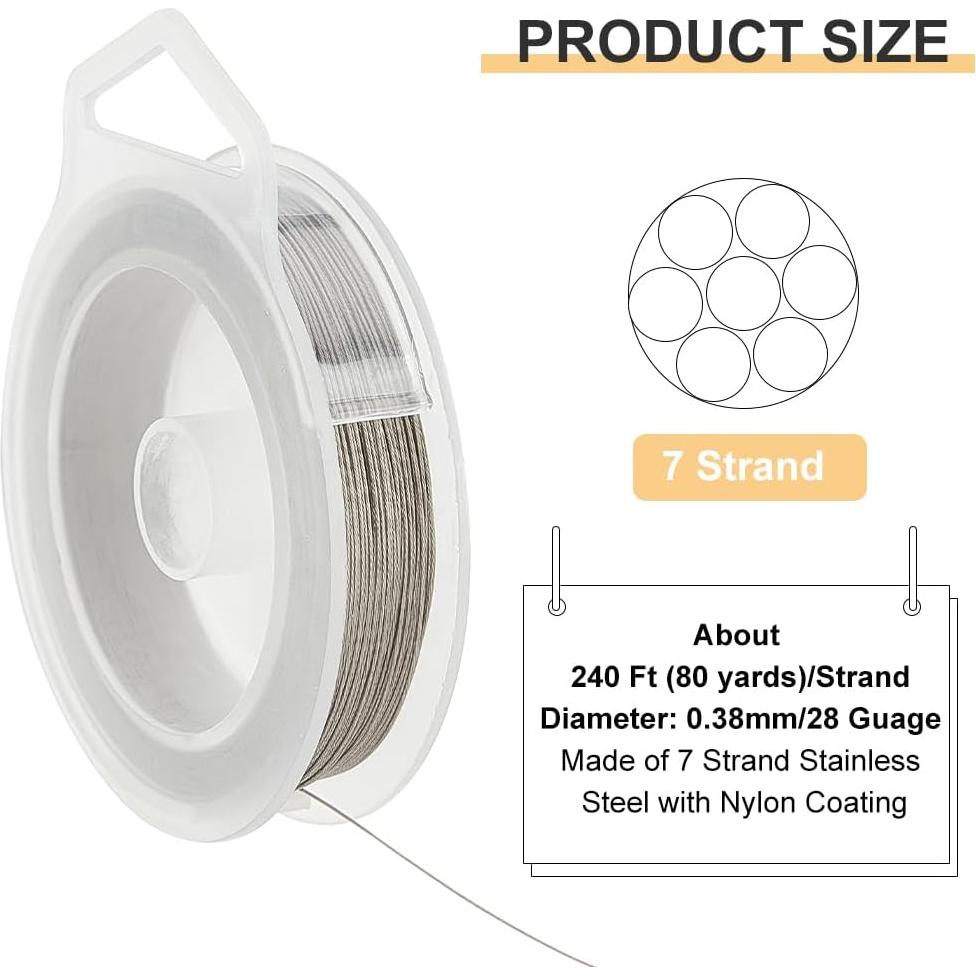 Alambre de Cuentas de Acero Inoxidable BENECREAT 73m 0.38mm
