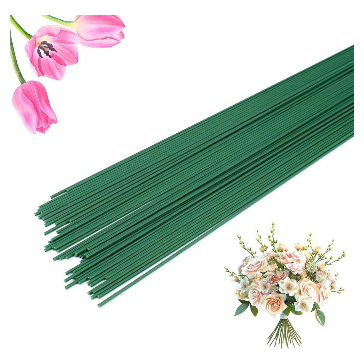 50 Tallos de Alambre Floral Verde Oscuro TKYPZY 30cm