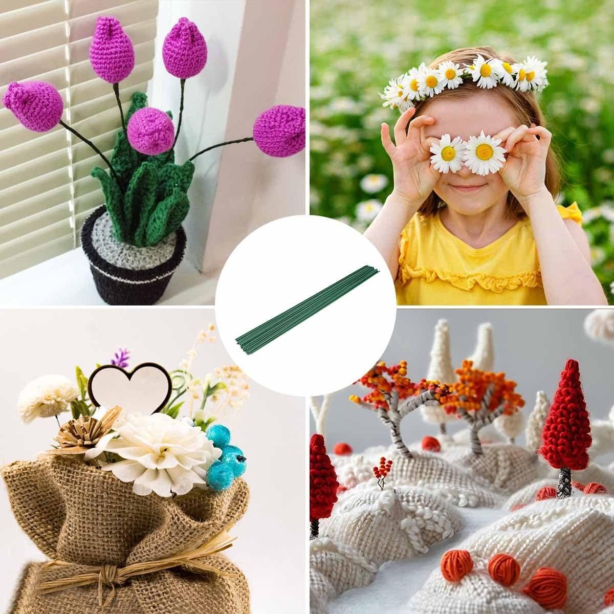 50 Tallos de Alambre Floral Verde Oscuro TKYPZY 30cm