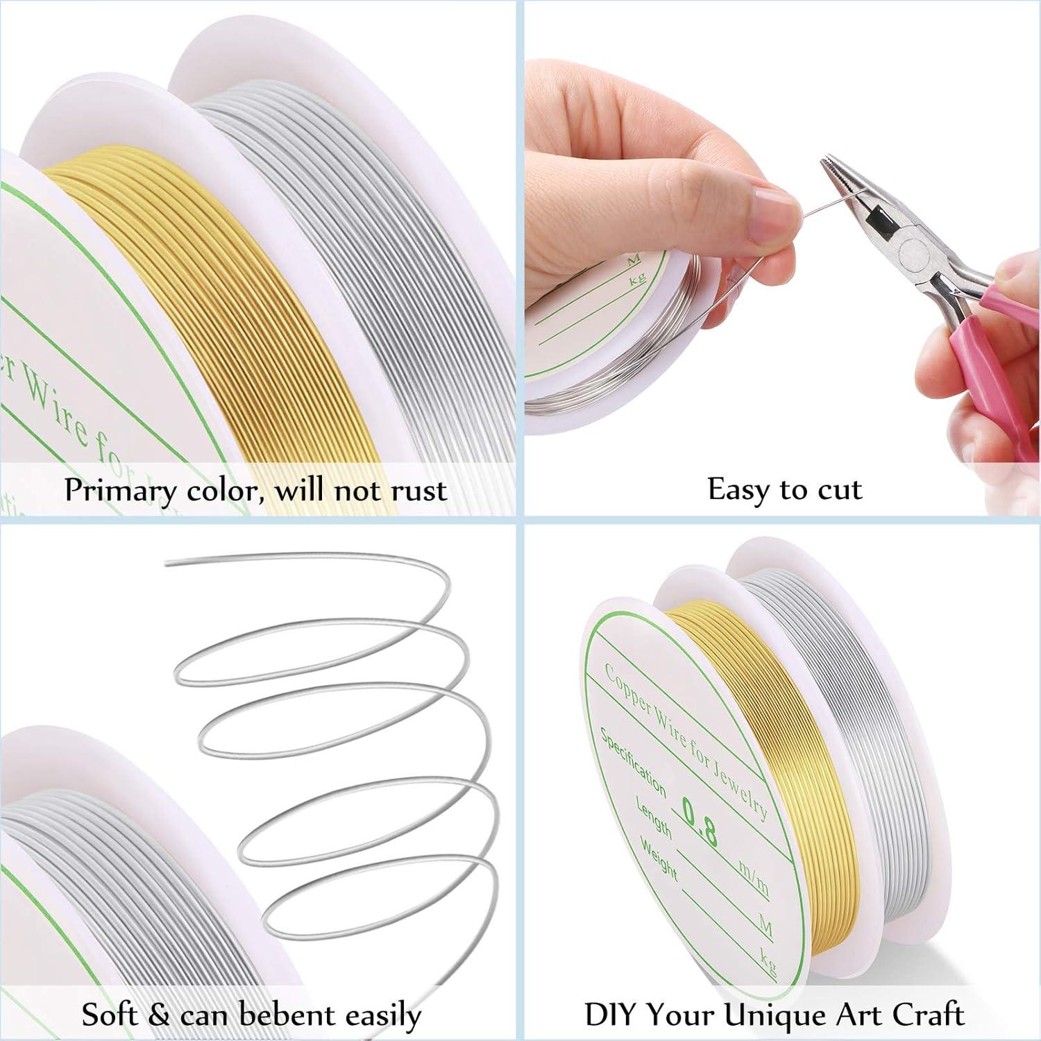 Paquete de 2 Alambres de Joyería MIKIMIQI 0.8mm x 3m Oro Plata