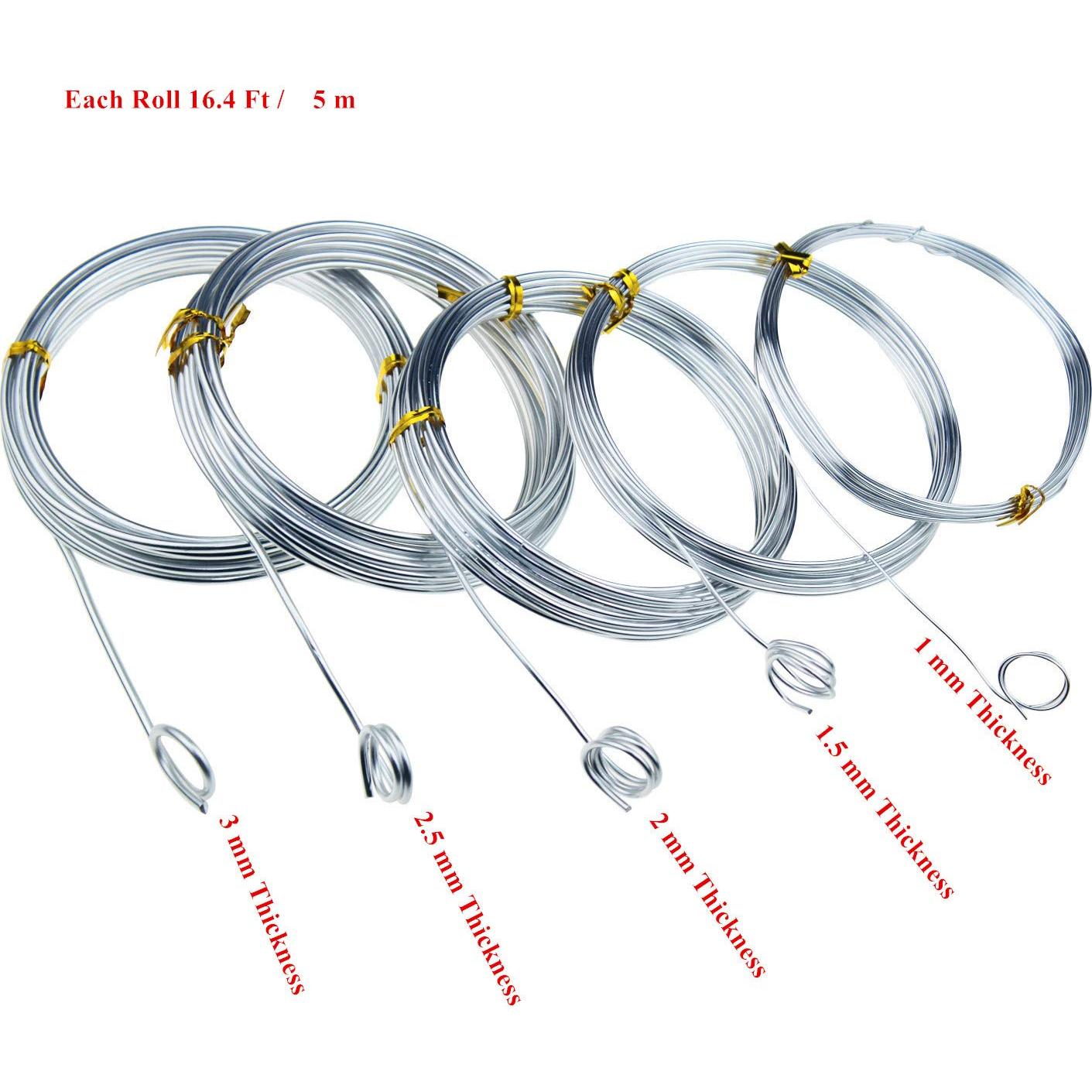 Alambre de Aluminio Plateado Goodma 5 Rollos 5 Metros 1-3 mm